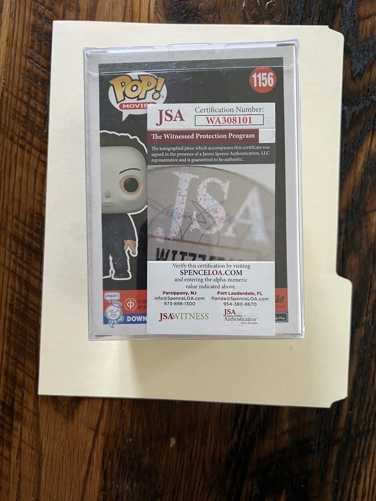 A. Michael Lerner — A. MICHAEL LERNER SIGNED MICHAEL MYERS FUNKO 1156 HALLOWEEN AUTOGRAPH JSA COA, изображение 3