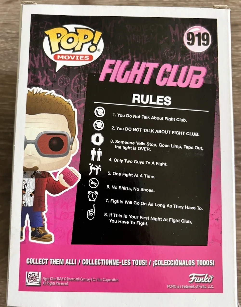 Brad Pitt — Brad Pitt Signed Funko Pop 919 Fight Club Tyler Durden Beckett Authentic, изображение 3