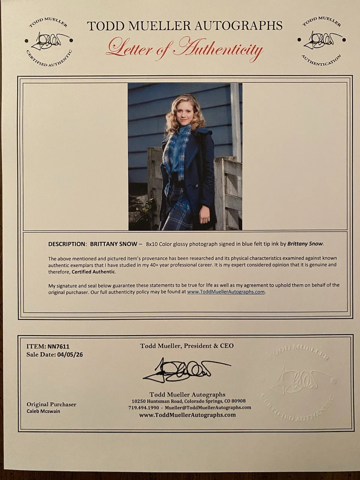 Brittany Snow — Brittany Snow Signed Autographed 8x10 Photo With COA Pitch Perfect The Pacifier, изображение 5