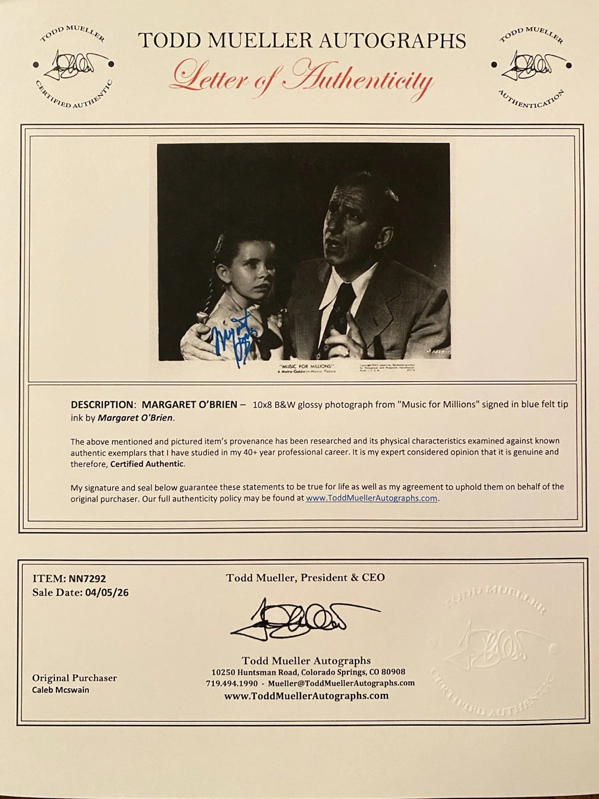 Margaret O’Brien — Margaret O’Brien Signed Autographed Photo With COA Music For Millions NICE, изображение 4