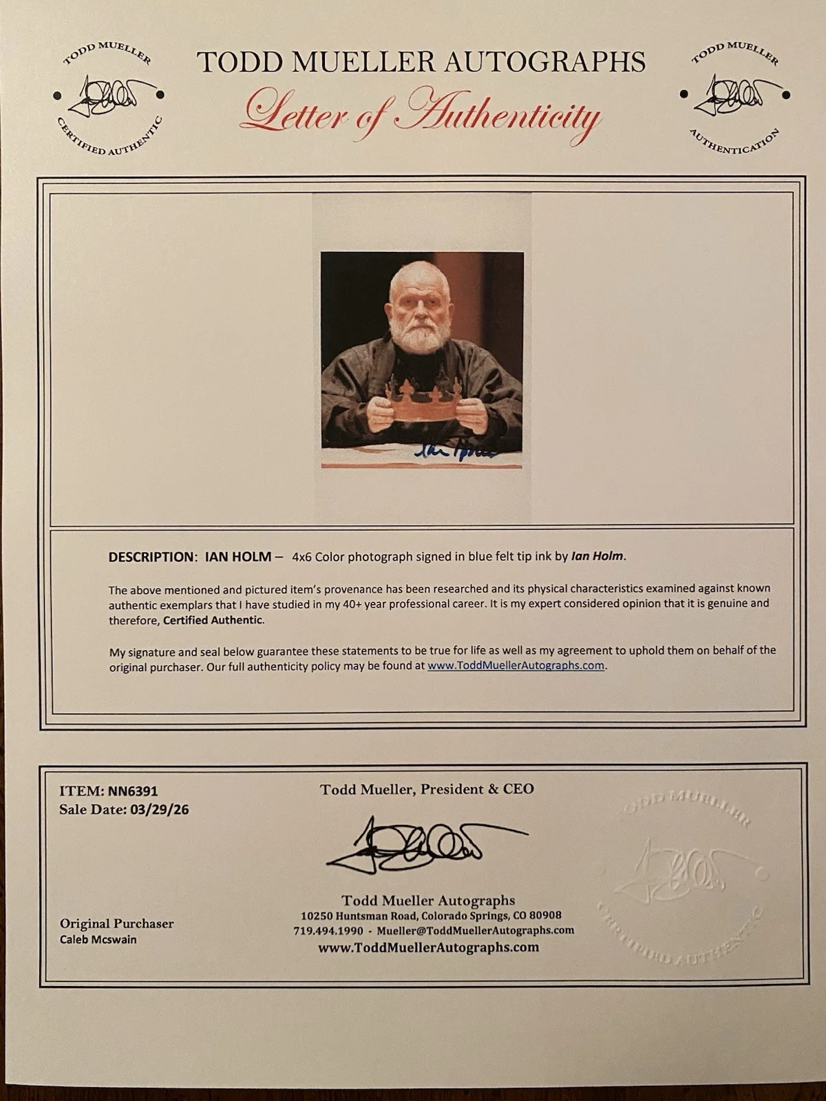 Ian Holm — Ian Holm Signed Autographed Photo With COA The Lord Of The Rings The Hobbit, изображение 4