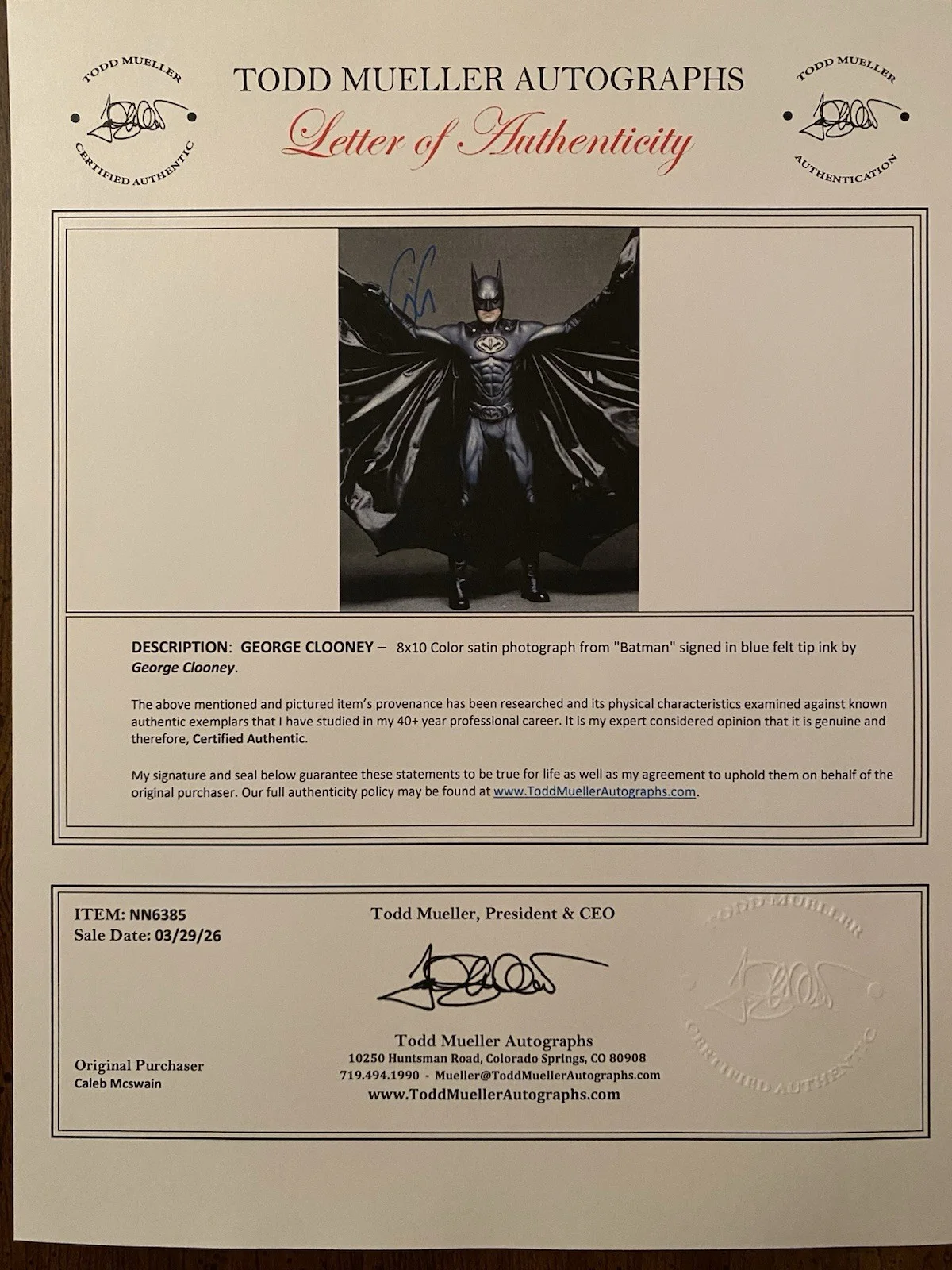 George Clooney — George Clooney Signed Autographed Photo With COA Batman And Robin, изображение 4