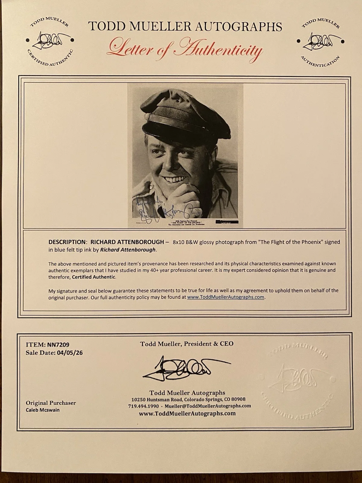 Richard Attenborough — Richard Attenborough Signed Autographed Photo With COA The Flight Of The Phoenix, image 5