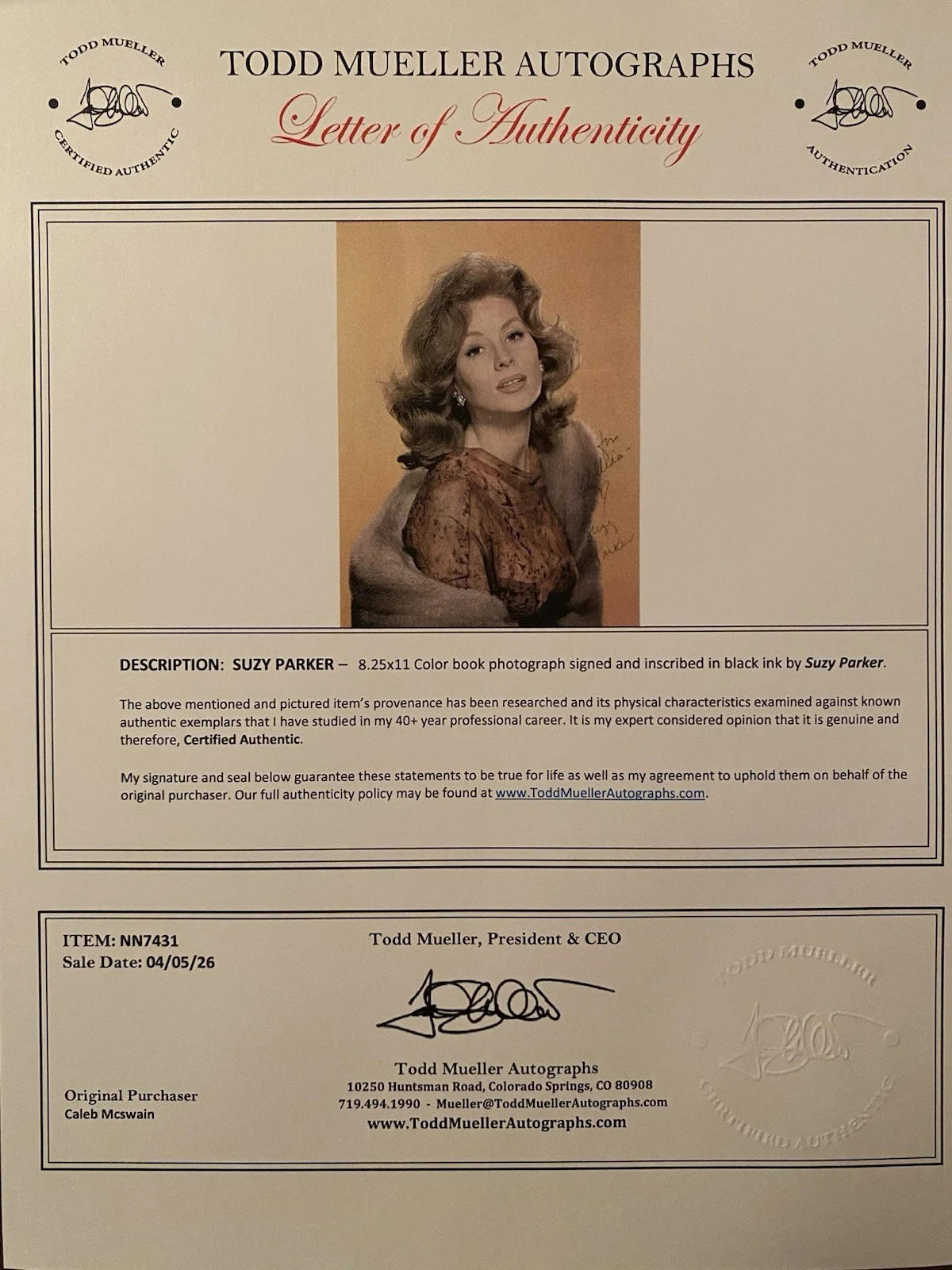 Suzy Parker — Suzy Parker Signed Autographed Photo w/ COA Twilight Zone The Best Of Everything, изображение 4