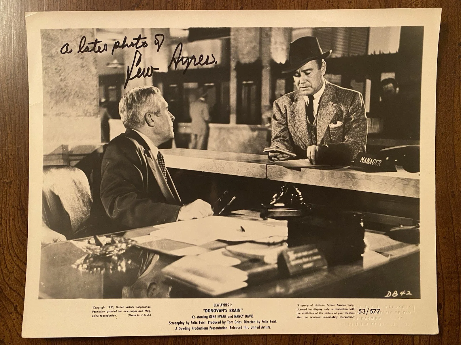Lew Ayres — Lew Ayres Signed Autographed Vintage 10x8 Photo With COA Donovan’s Brain