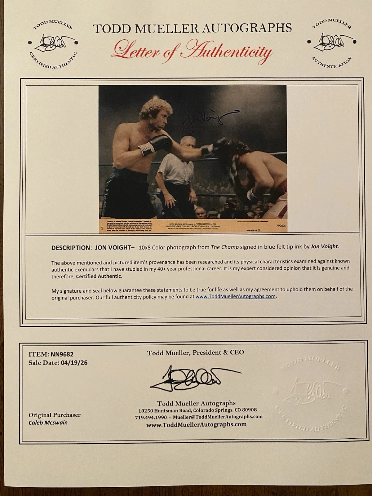 Jon Voight — Jon Voight Signed Autographed 10x8 Photo With COA The Champ RARE, image 4