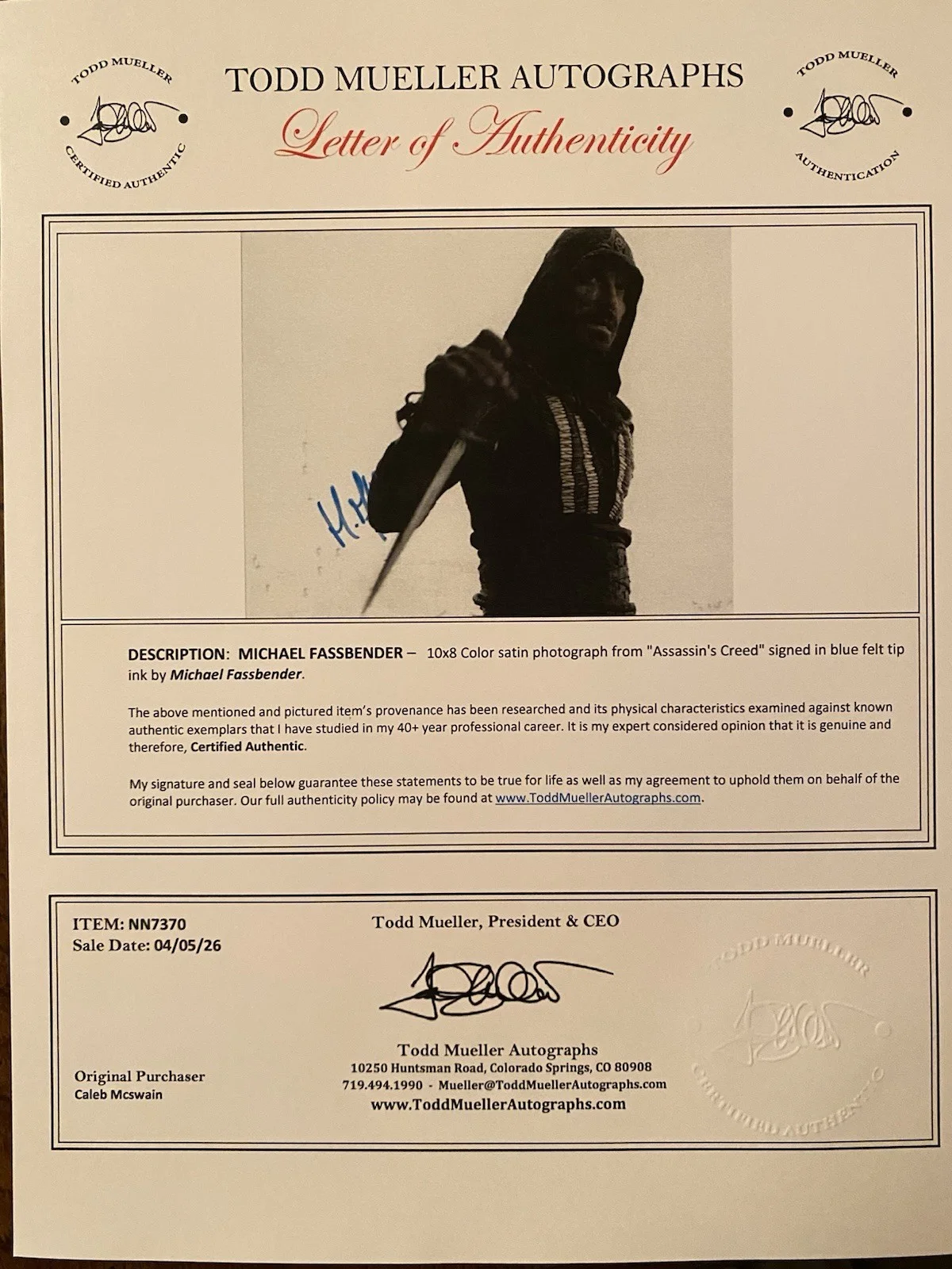 Michael Fassbender — Michael Fassbender Signed Autographed Photo With COA Assassin’s Creed, изображение 4