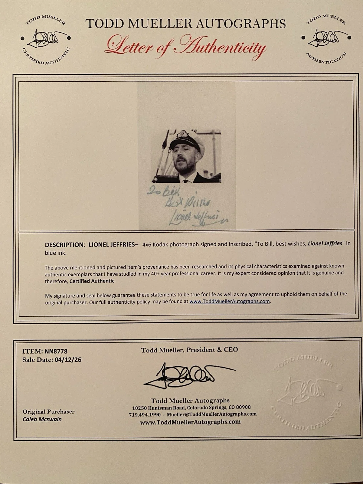 Lionel Jeffries — Lionel Jeffries Signed Autographed Photo With COA Murder Ahoy Chitty Chitty Bang, изображение 4