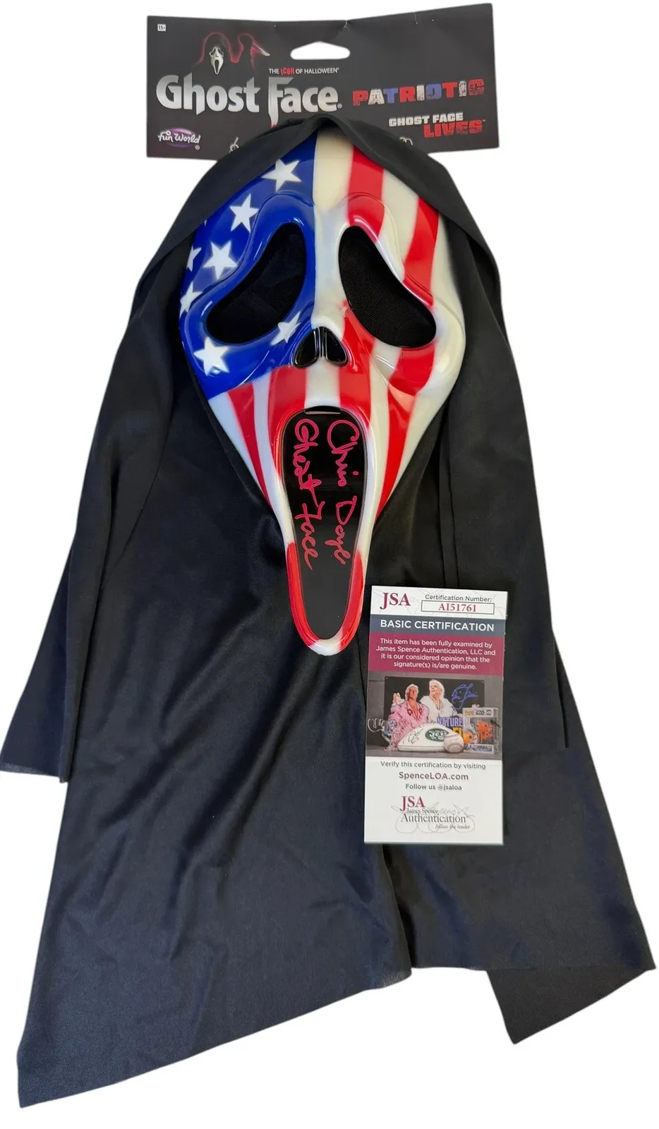 Christopher Chris Doyle — Christopher Chris Doyle signed Mask Ghostface Scream 2 JSA Authentication