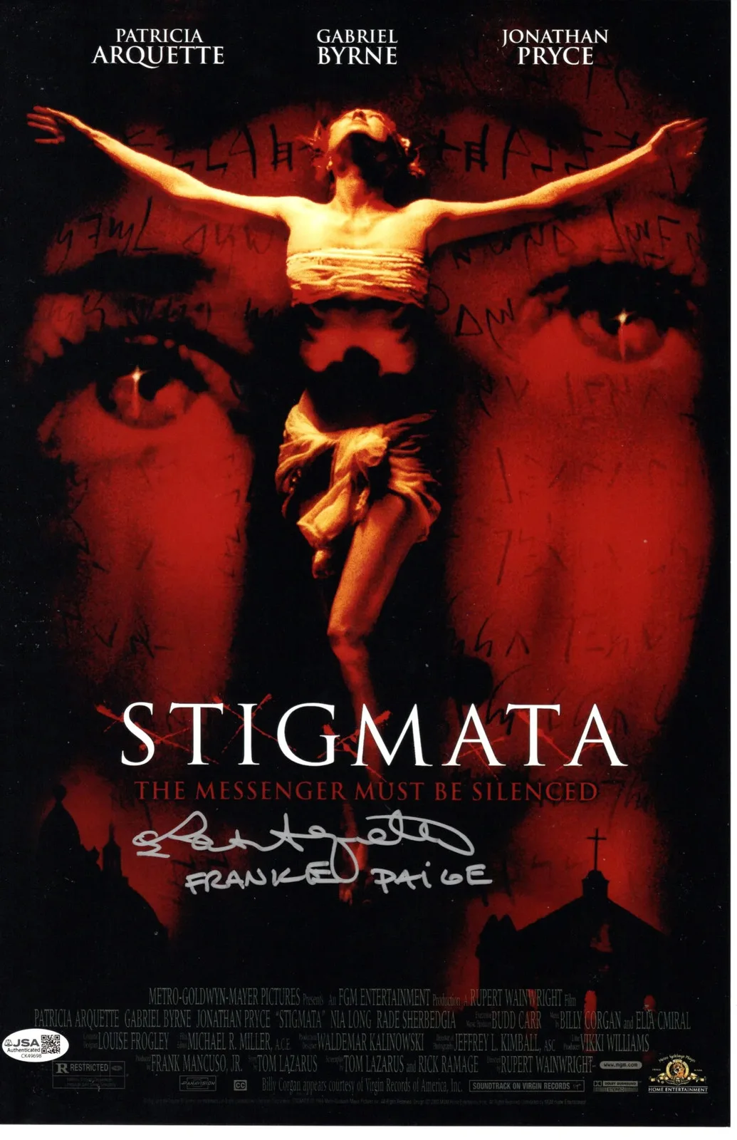 Patricia Arquette — Patricia Arquette signed 11x17 Poster Frankie Paige Stigmata JSA Authentication