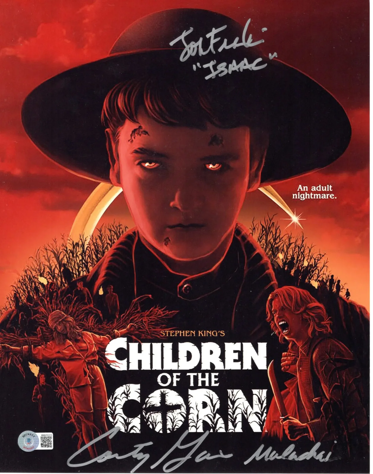 John Franklin & Courtney Gains — John Franklin & Courtney Gains signed 11x14 Photo Children of the Corn Beckett
