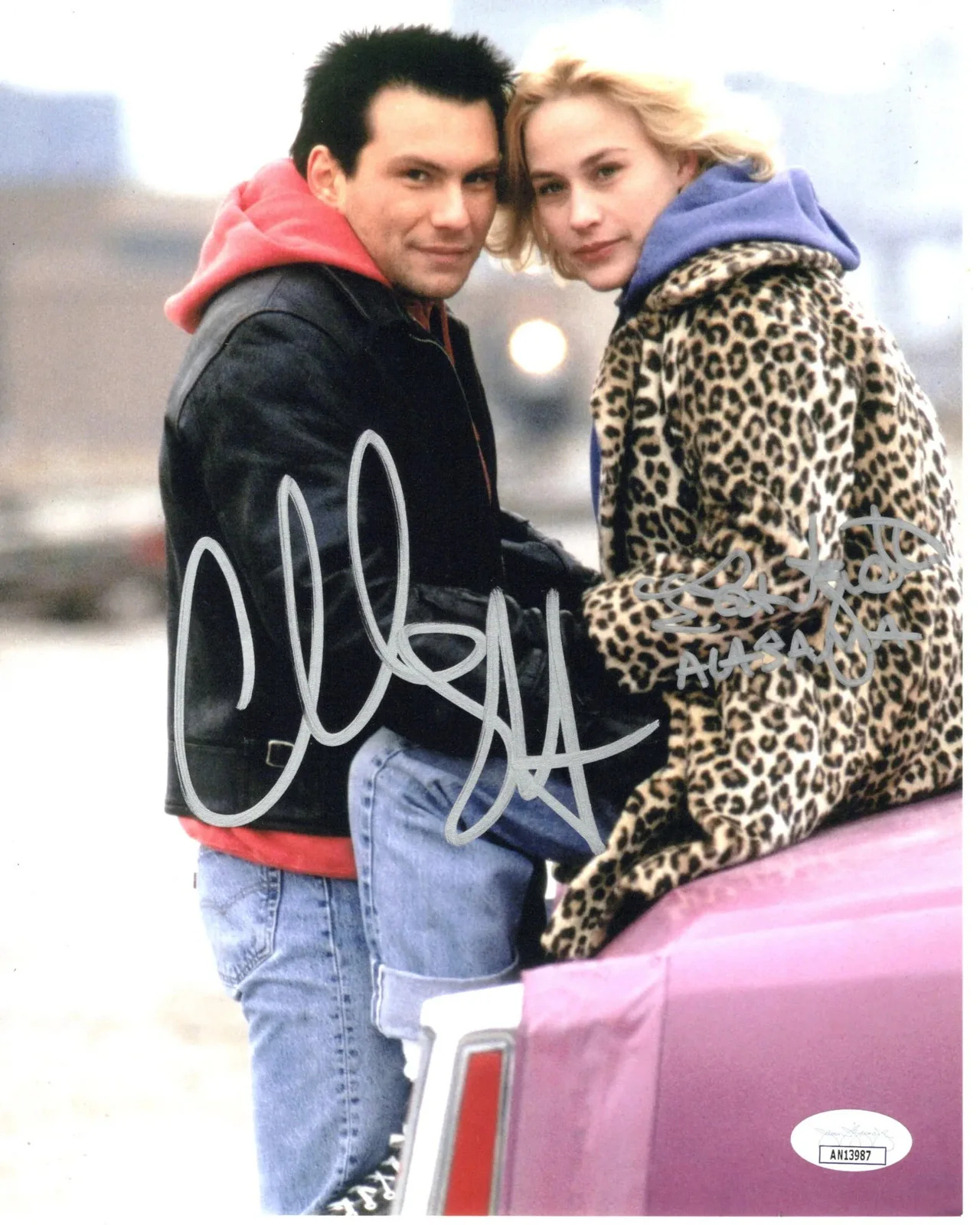 Christian Slater & Patricia Arquette — Christian Slater & Patricia Arquette signed 8x10 Photo Alabama True Romance JSA