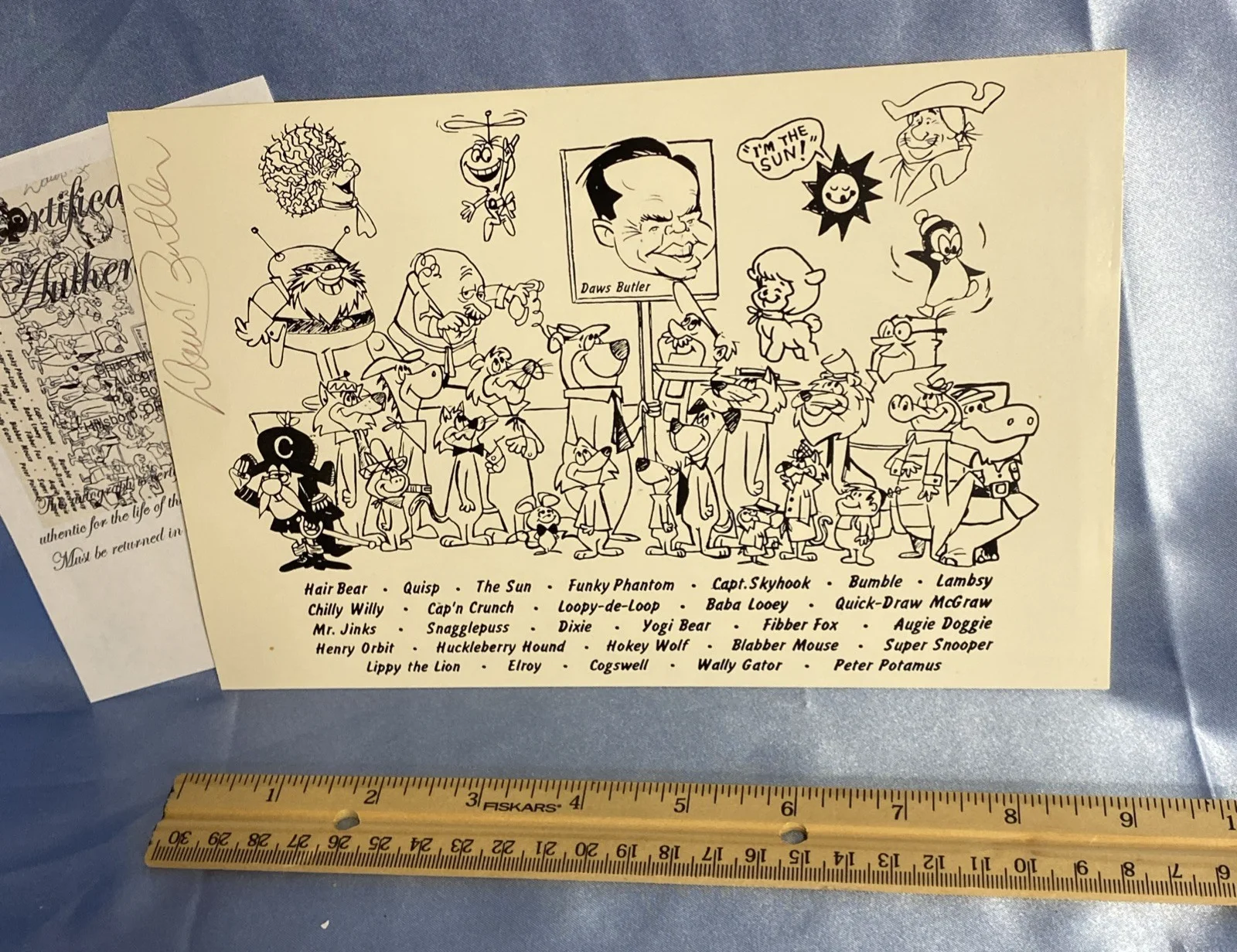 Daws Butler — Original DAWS BUTLER SIGNED Cartoon Voice promo HANNA BARBERA QUISP CEREAL w/COA, изображение 4