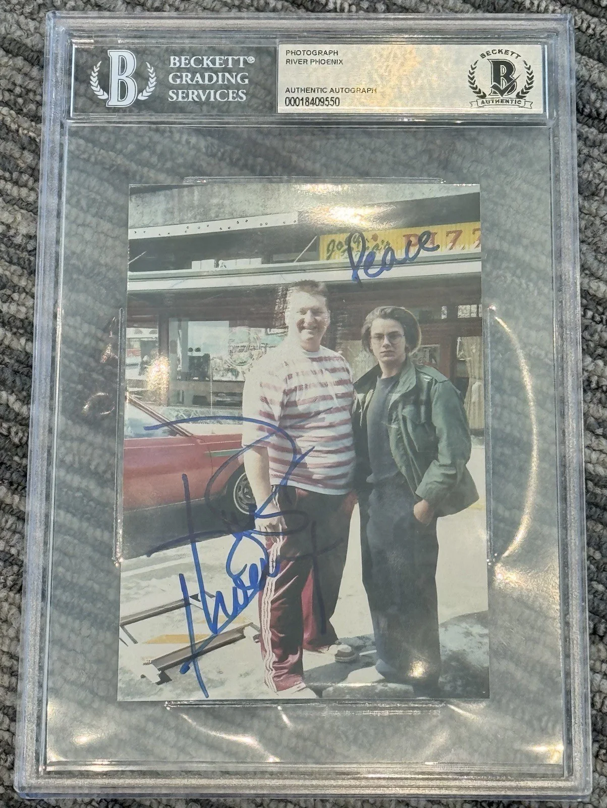 River Phoenix — River Phoenix Signed Autograph 4x6 Original Vintage Photo Beckett BAS Encased