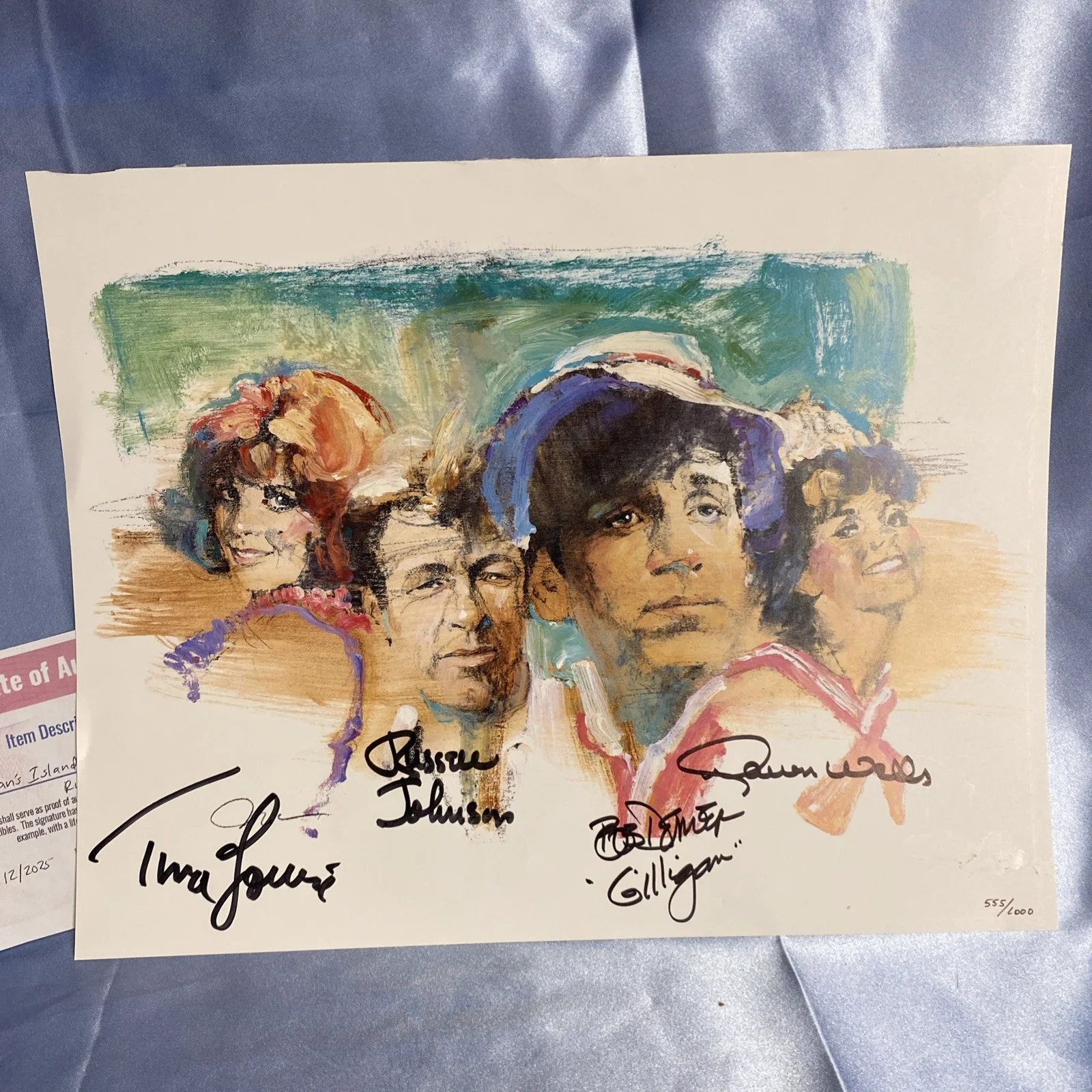 Tina Louise, Bob Denver, Russell Johnson, Dawn Wells — Gilligan’s Island CAST SIGNED by 4 & NUMBERED Official 11x14 Lithograph & COA, image 3