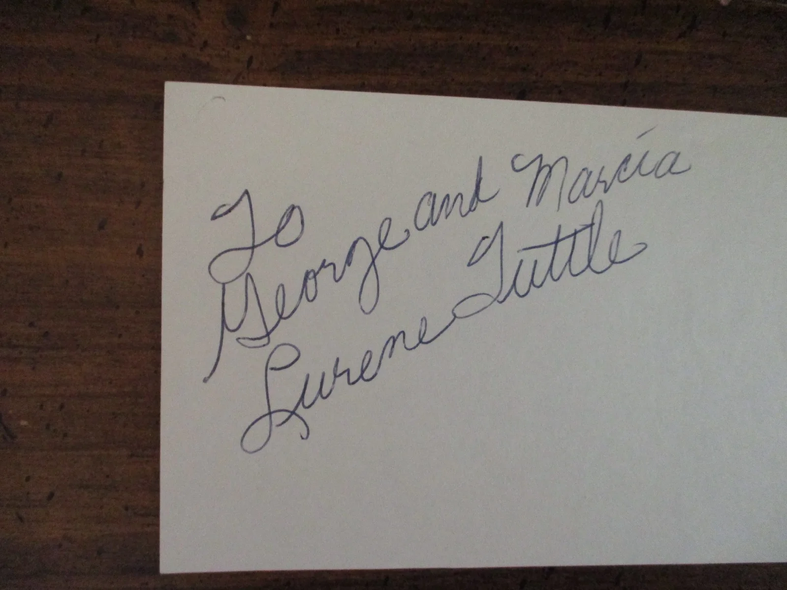 LURENE TUTTLE(Died in 1986)("First Lady Of Radio")Signed 3" x 5" Paper/Sheet, изображение 2
