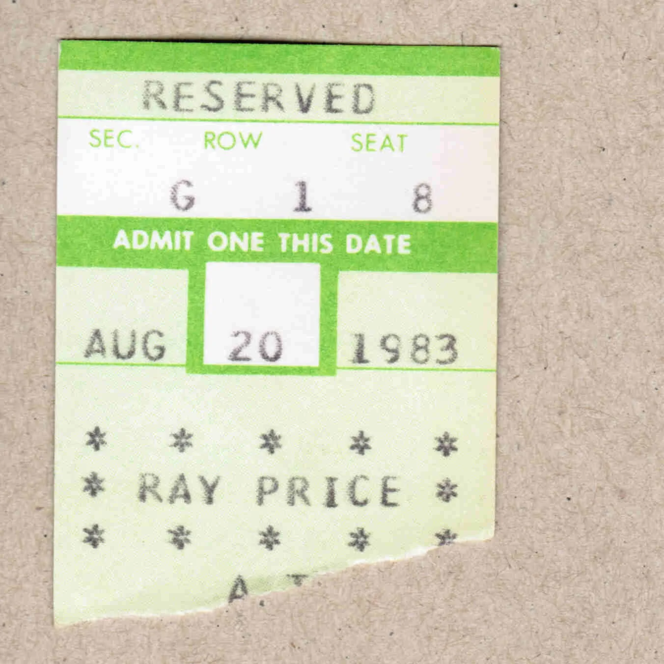 1983 Ray Price Signed Autograph w/Fan Taken 3.5 x 3.5 OOAK Photo Ticket Stub VTG, изображение 5