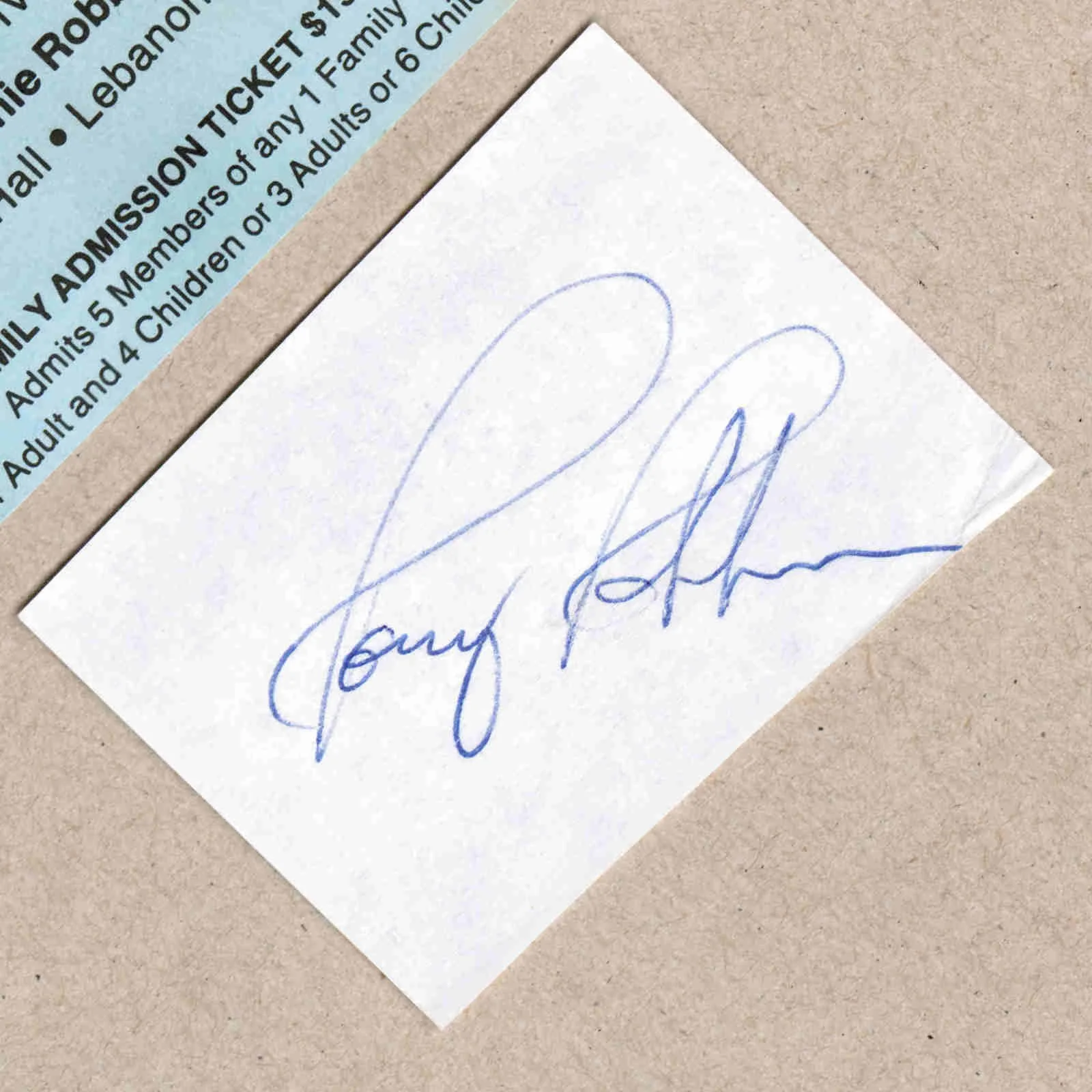 Ronnie Robbins Signed Autograph w/Fan Taken 3.5 x 3.5 OOAK Photo Ticket Stub VTG, изображение 2