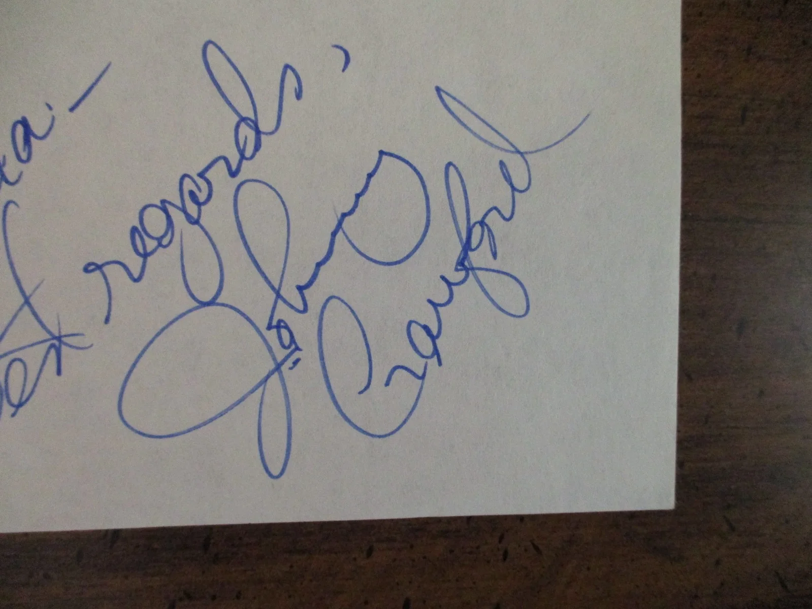 JOHNNY CRAWFORD(Died-2021)("The Rifleman"/"Mark McCain")Signed 3 x 5 Paper/Sheet, image 2