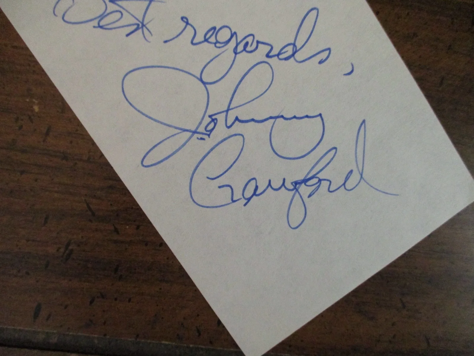 JOHNNY CRAWFORD(Died-2021)("The Rifleman"/"Mark McCain")Signed 3 x 5 Paper/Sheet, image 3