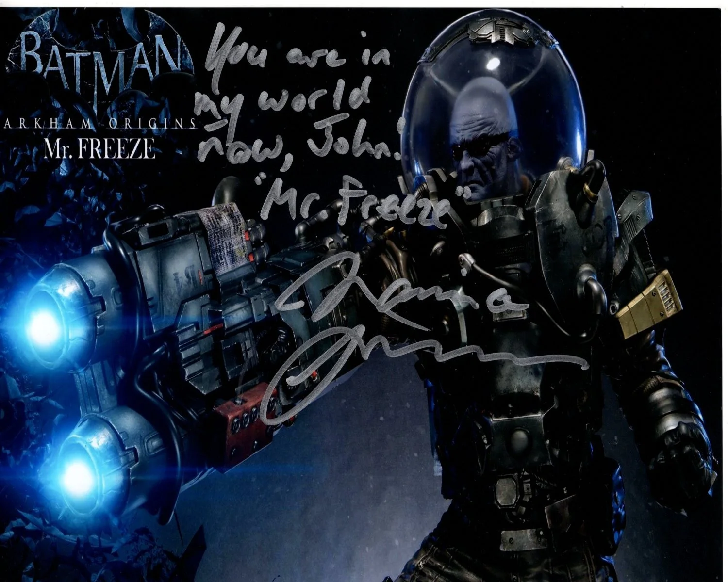 Maurice LaMarche — MAURICE LAMARCHE Signed 8x10 BATMAN ARKHAM MR. FREEZE Photograph - To John
