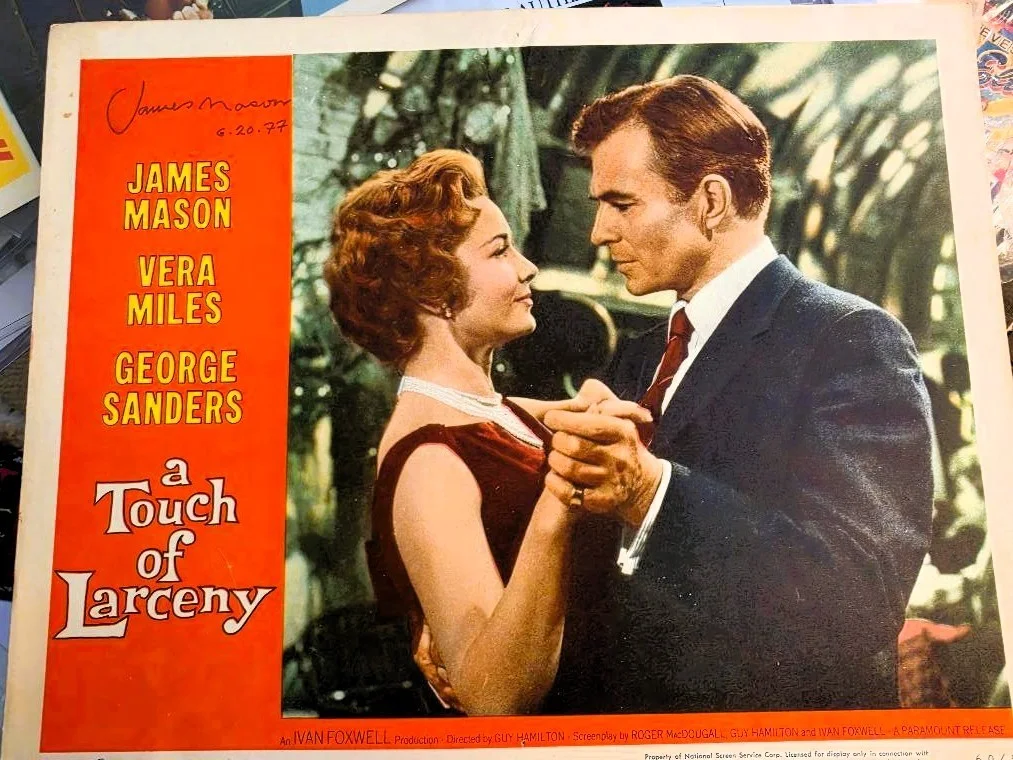 james mason — LOBBY CARD James Mason SIGNED in A TOUCH OF LARCENY +North by Northwest UACC COA, изображение 4