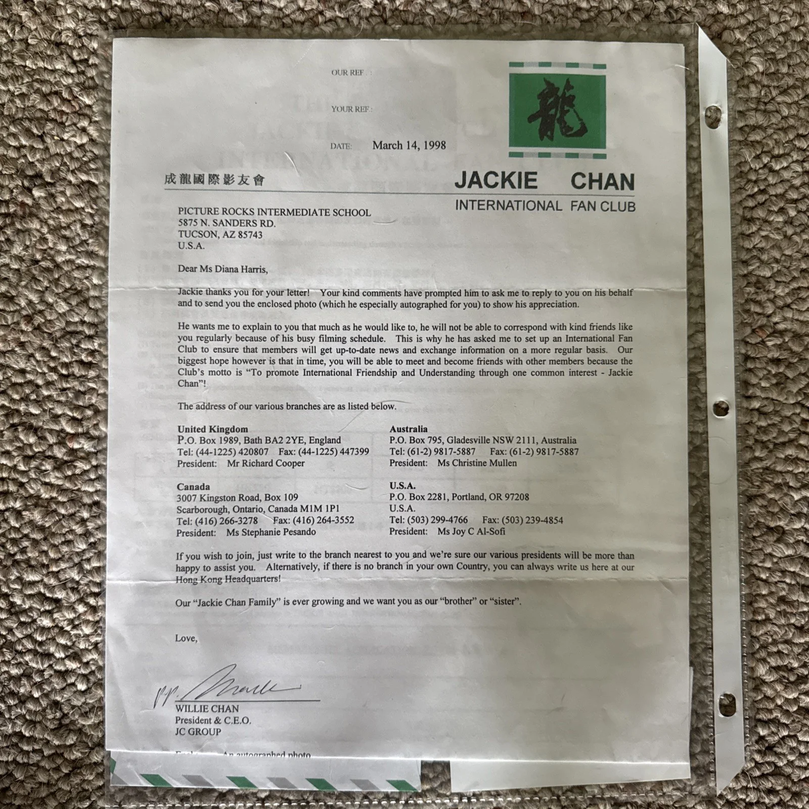 jackie chan autographed signed Photos, image 3