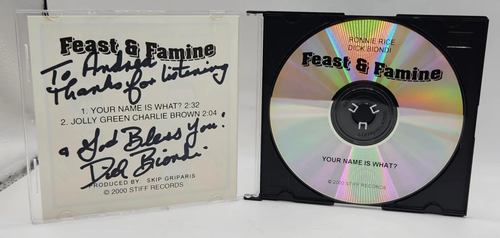 Dick Biondi & Ronnie Rice "Feast & Famine" FULLY AUTOGRAPHED SIGNED CD, image 2