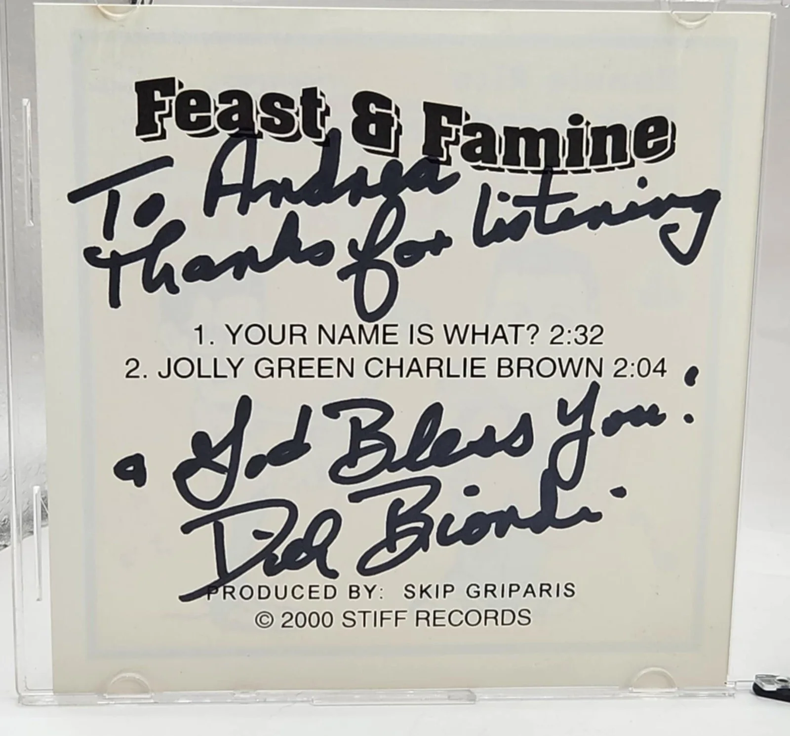 Dick Biondi & Ronnie Rice "Feast & Famine" FULLY AUTOGRAPHED SIGNED CD, image 3