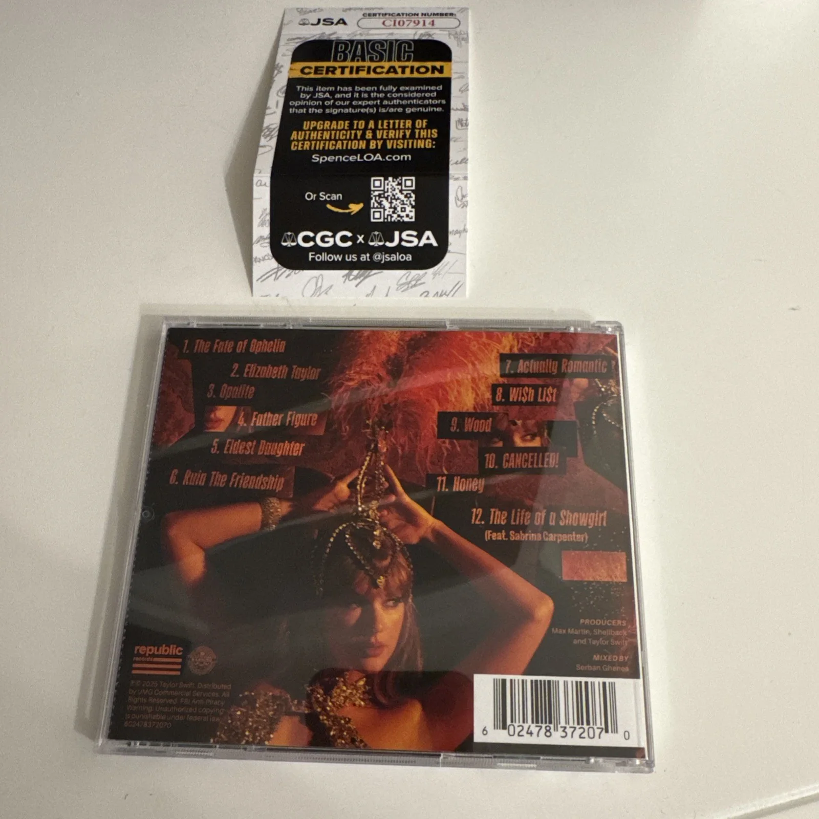Autographed Taylor Swift Signed The Life Of A Showgirl CD JSA Authenticated Coa, изображение 4