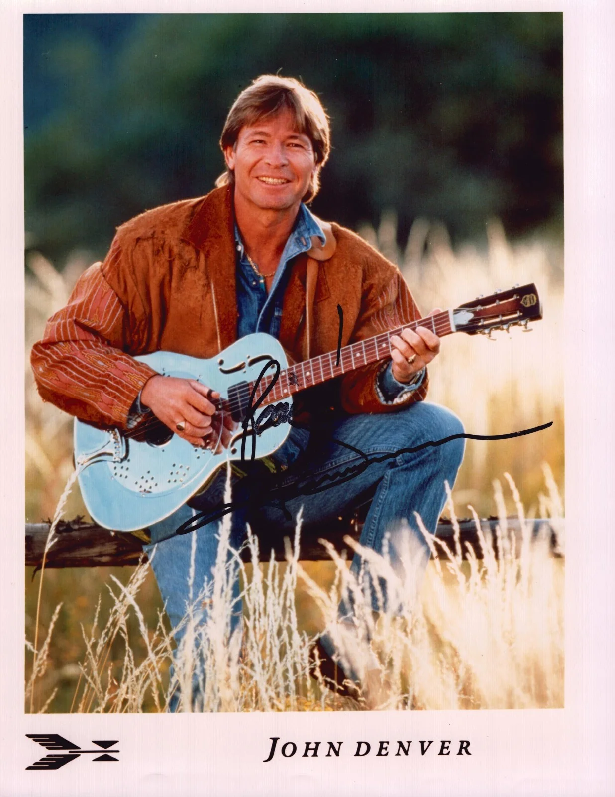 John Denver SIGNED x2 Photo Lot B&W + Color 1993 TTM Provenance Letter Authentic, изображение 3