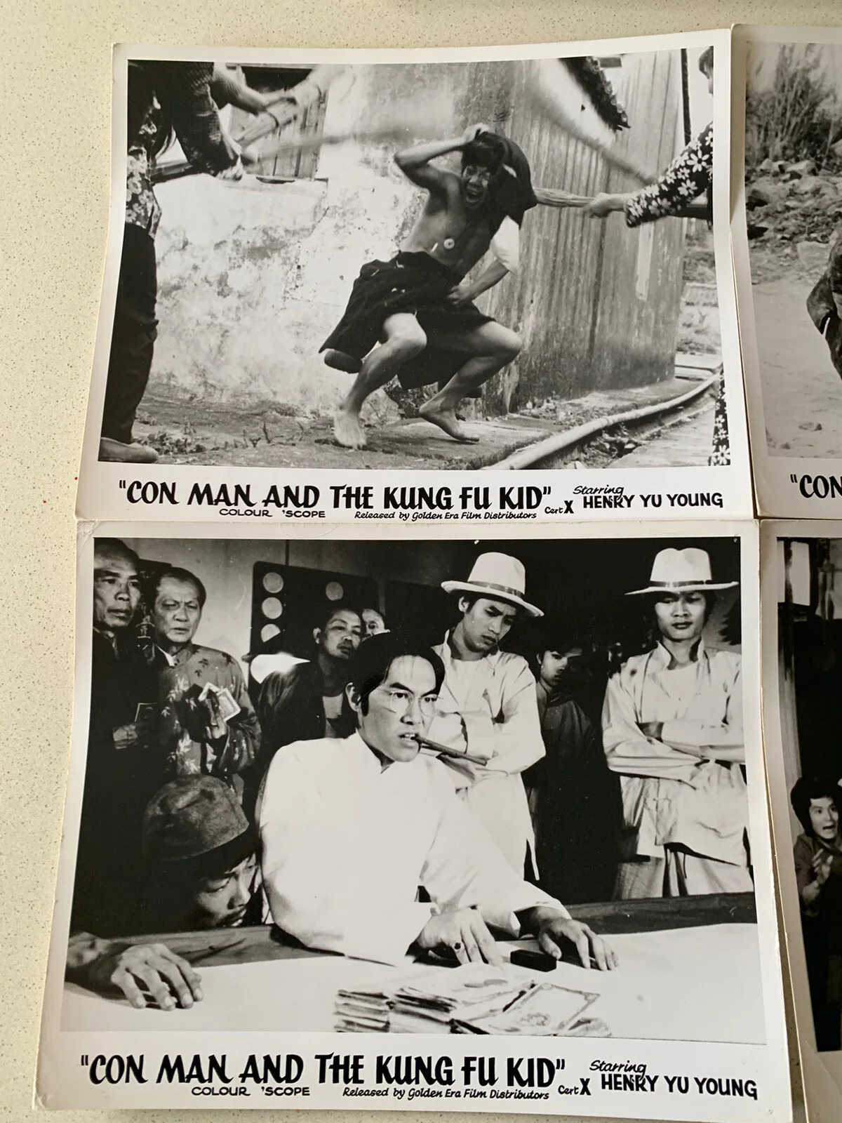 CON MAN AND THE KUNG FU KID ORIGINAL UK lobby cards x 4 1974 henry yu young, изображение 2