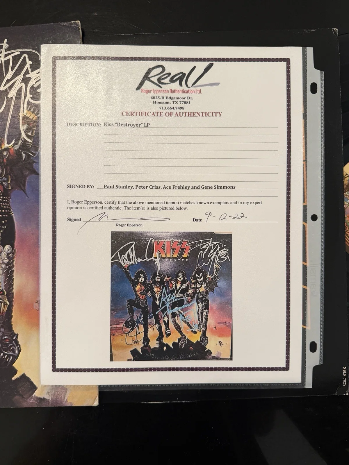 KISS All 4 Original Members DESTROYER Autograph Signed Album COA Genuine Auto LP, изображение 2