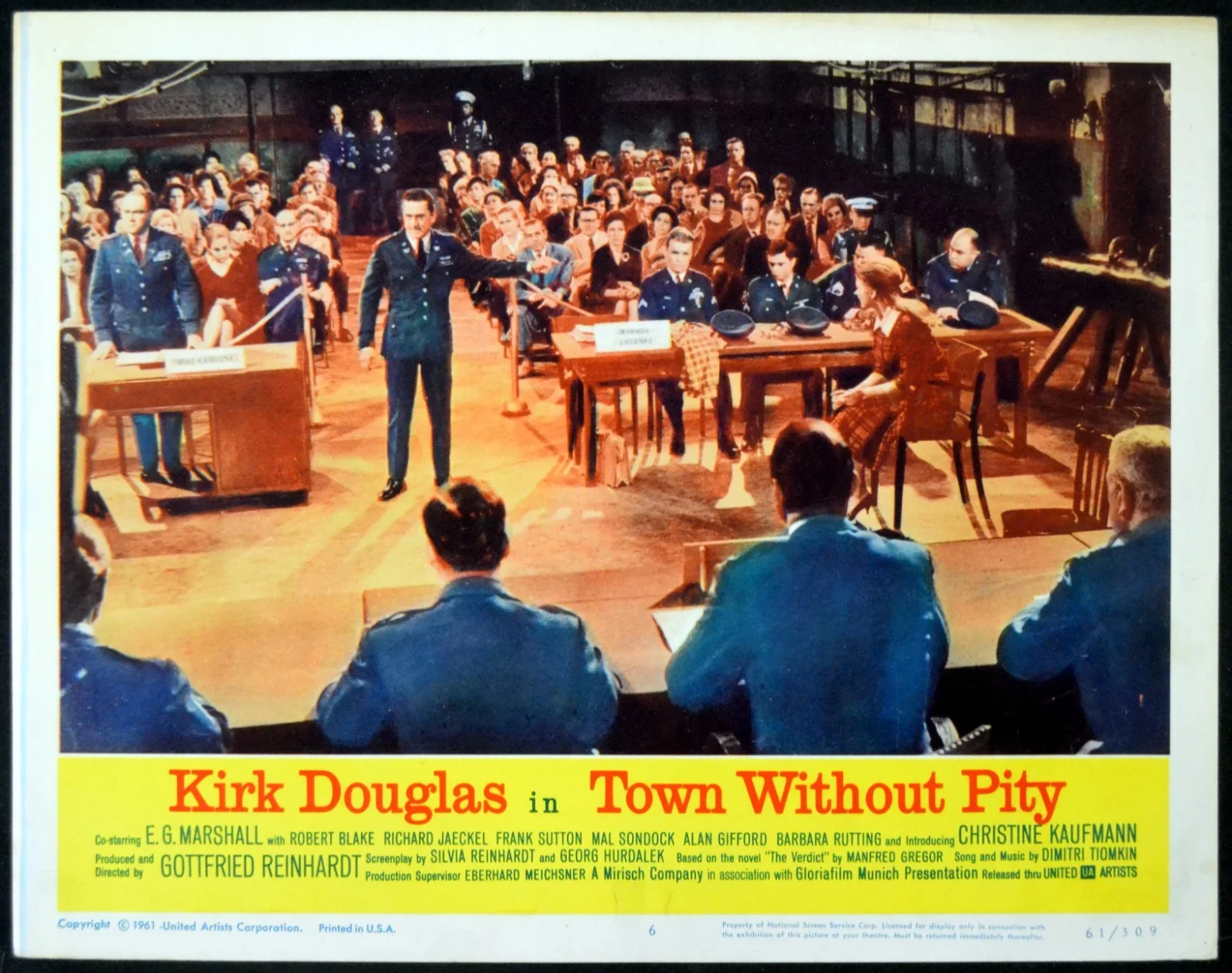 TOWN WITHOUT PITY 1961 Kirk Douglas, E.G. Marshall, Robert Blake 2 LOBBY CARDS, изображение 2