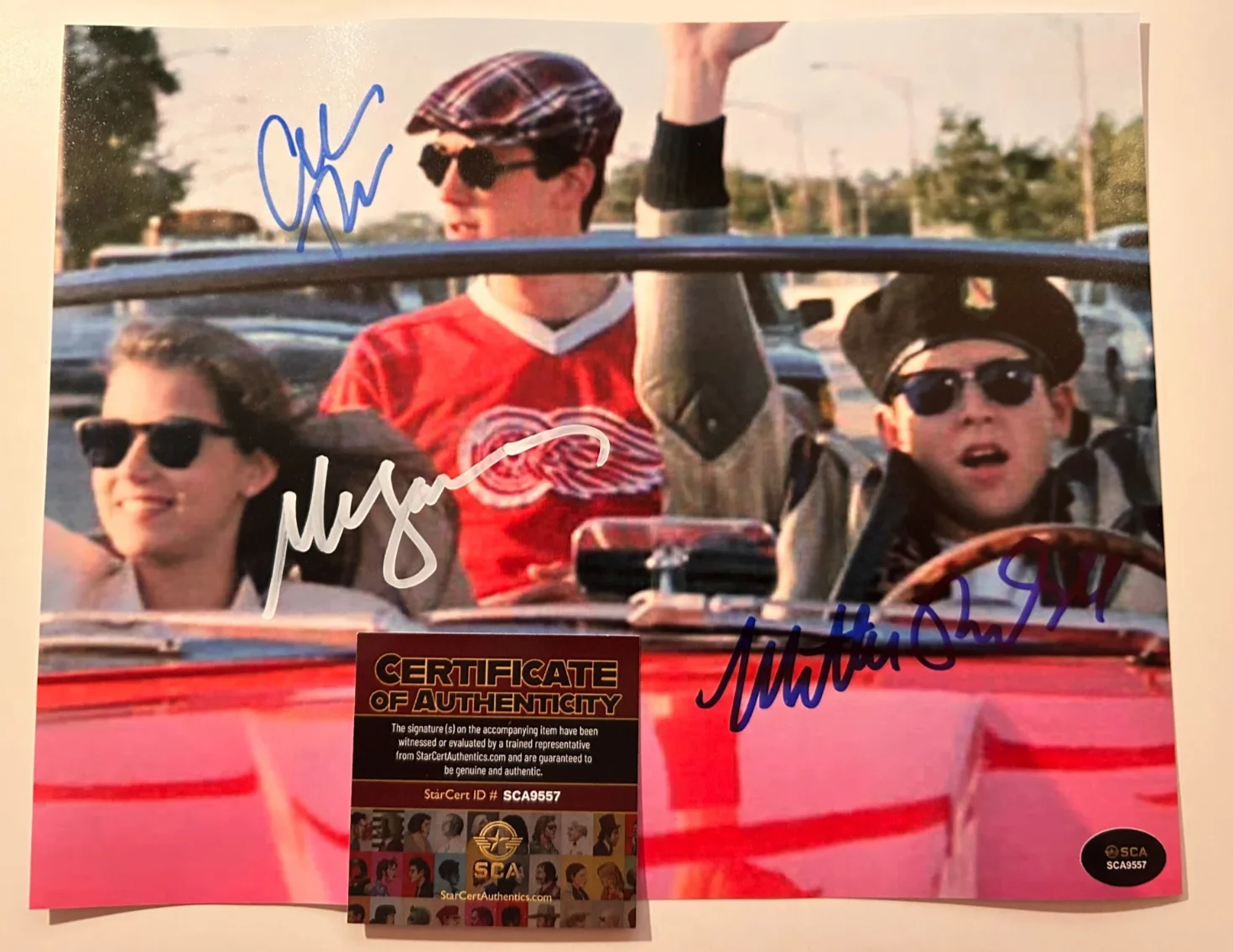 Matthew Broderick, Alan Ruck, Mia Sara — FERRIS BUELLER Cast Signed (3) 8x10" Authentic Original Autograph GENUINE w/COA