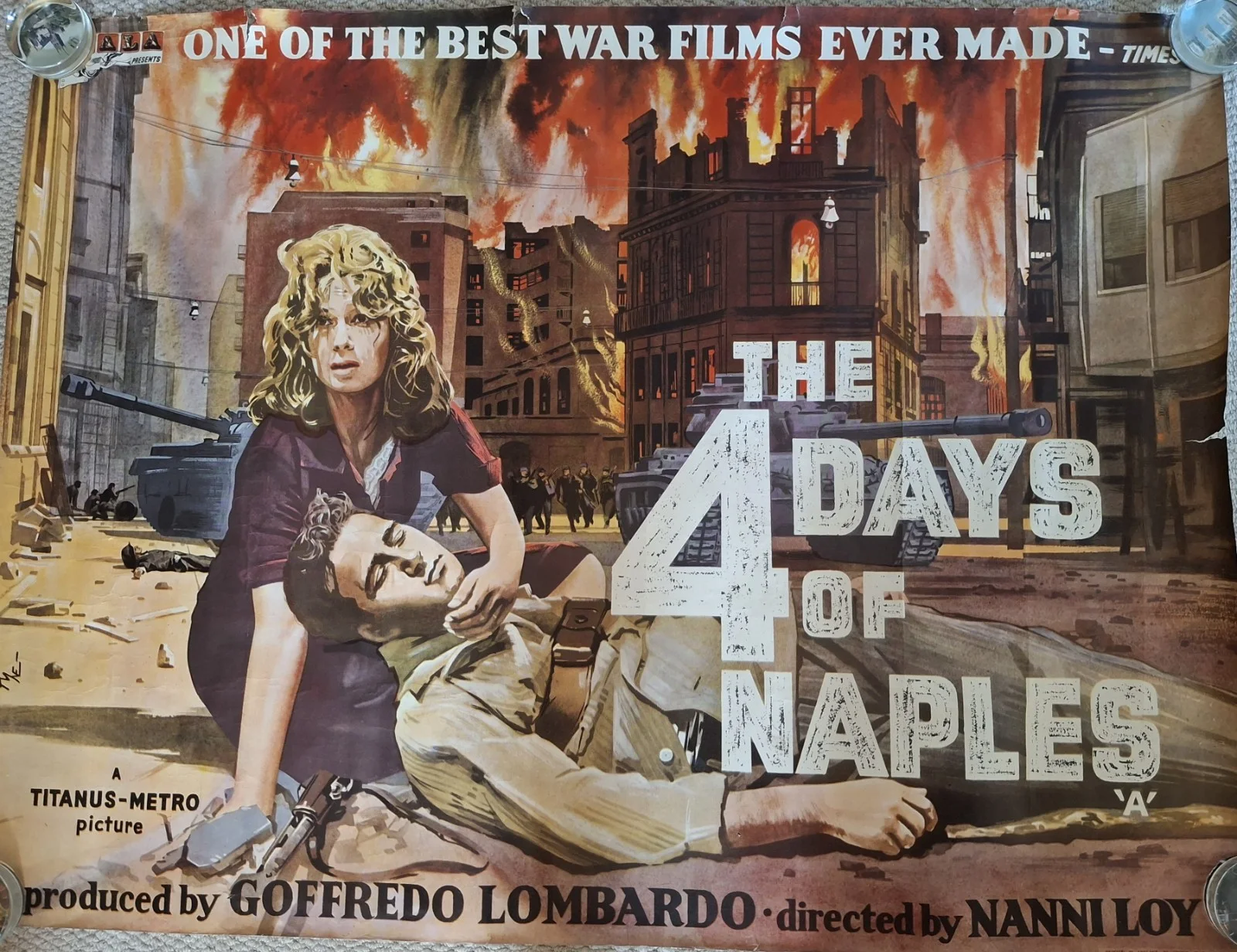 The Four Days of Naples Rare & Original UK Quad Cinema Movie Film Poster 40x30, изображение 3
