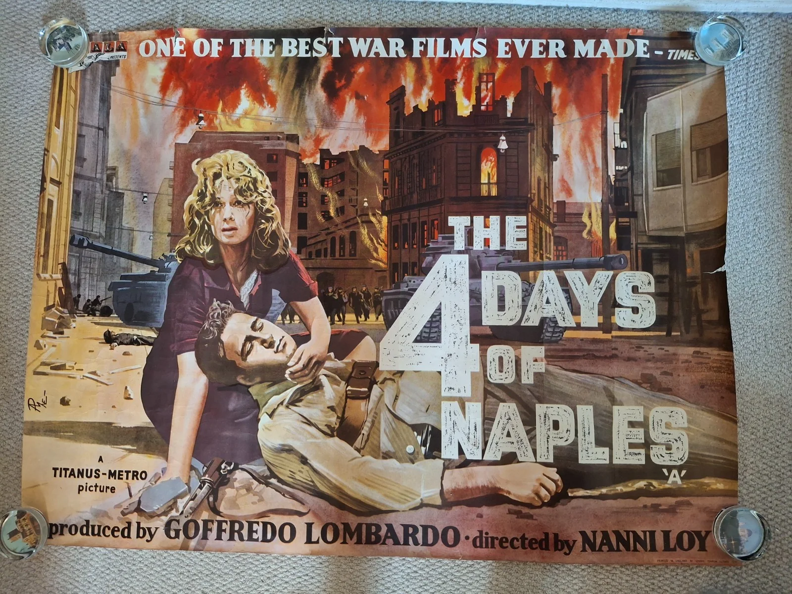 The Four Days of Naples Rare & Original UK Quad Cinema Movie Film Poster 40x30, изображение 4