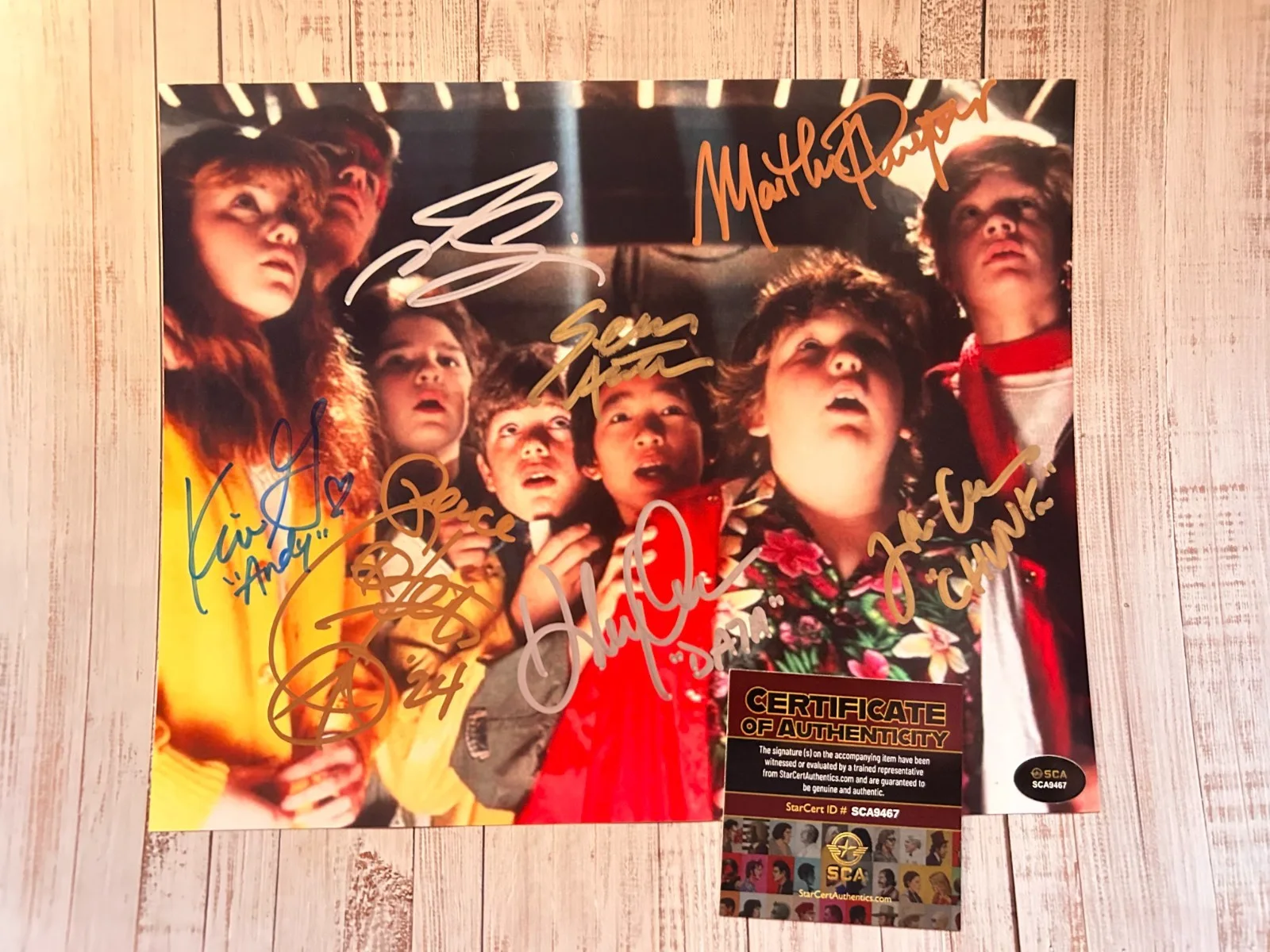 Sean Astin, Corey Feldman, Josh Brolin — THE GOONIES Cast (7) Signed 8x10" Authentic Original Autograph GENUINE w/COA, image 3