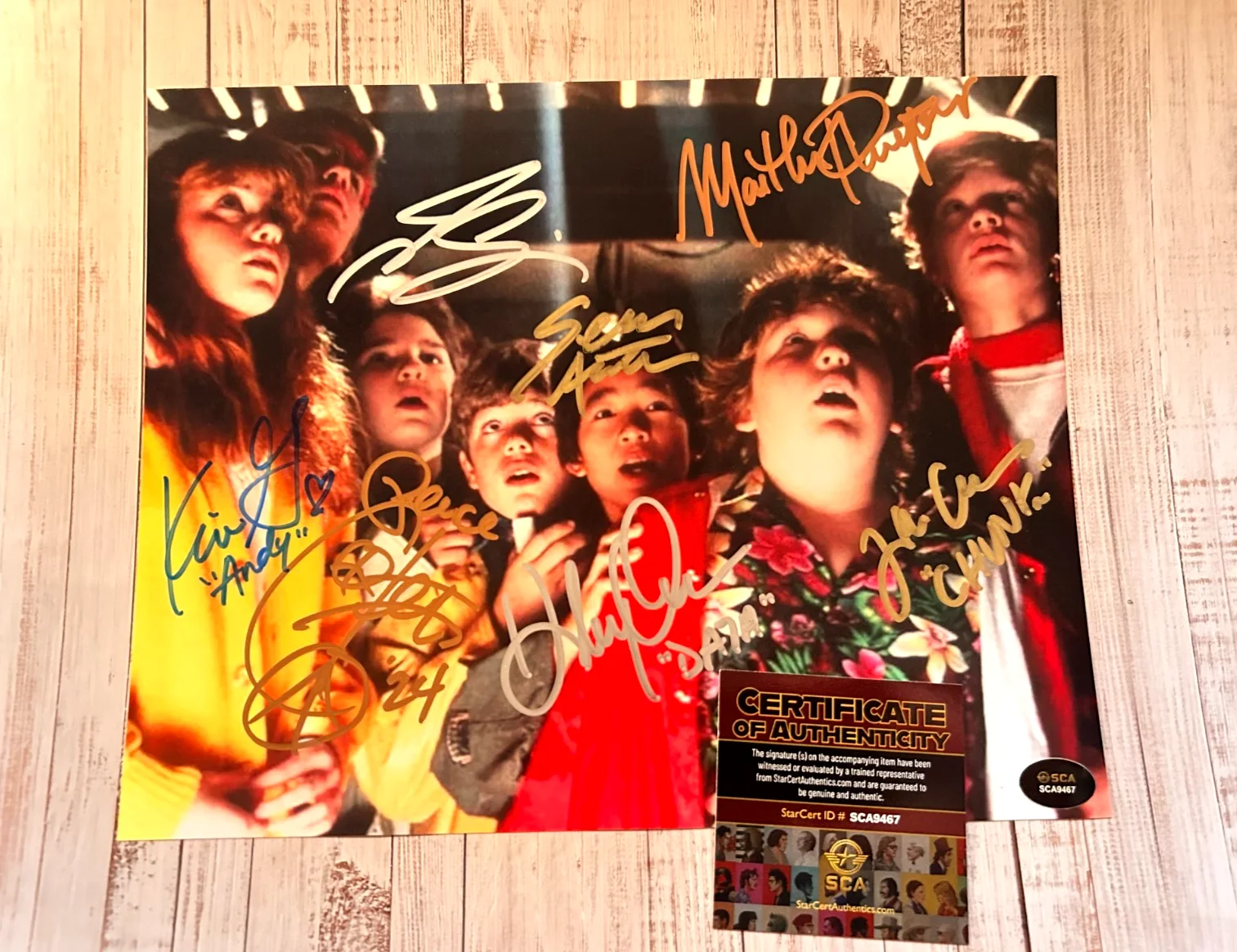 Sean Astin, Corey Feldman, Josh Brolin — THE GOONIES Cast (7) Signed 8x10" Authentic Original Autograph GENUINE w/COA, image 4