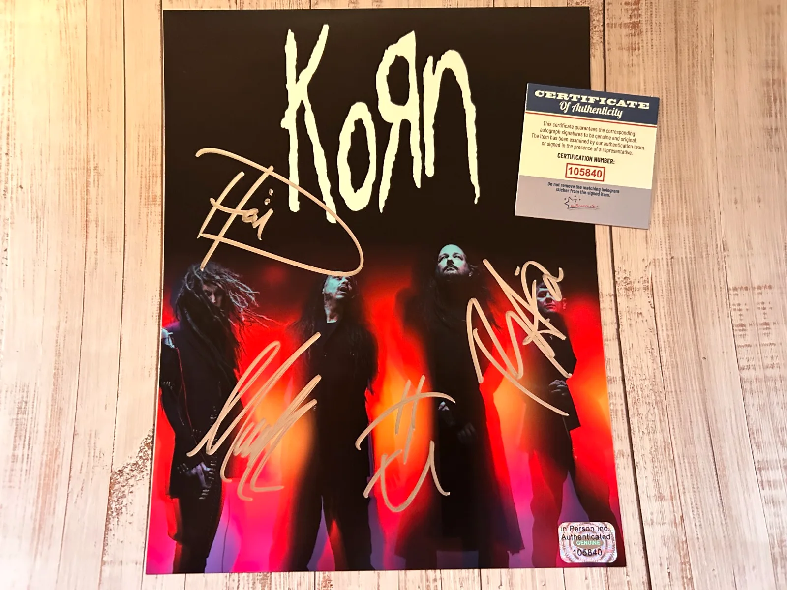 KORN: Band (4) Signed 8x10" Authentic Original Autograph GENUINE w/COA, image 3