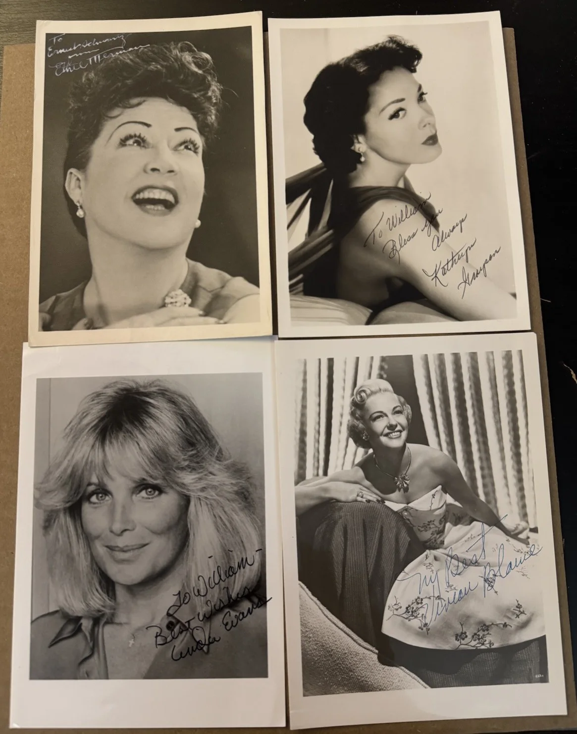 Ethel Merman, Kathryn Grayson, Linda Evans, Vivian Blaine — Ethel Merman Kathryn Grayson Linda Evans Vivian Blaine Signed 5x7 Photo Lot PSA