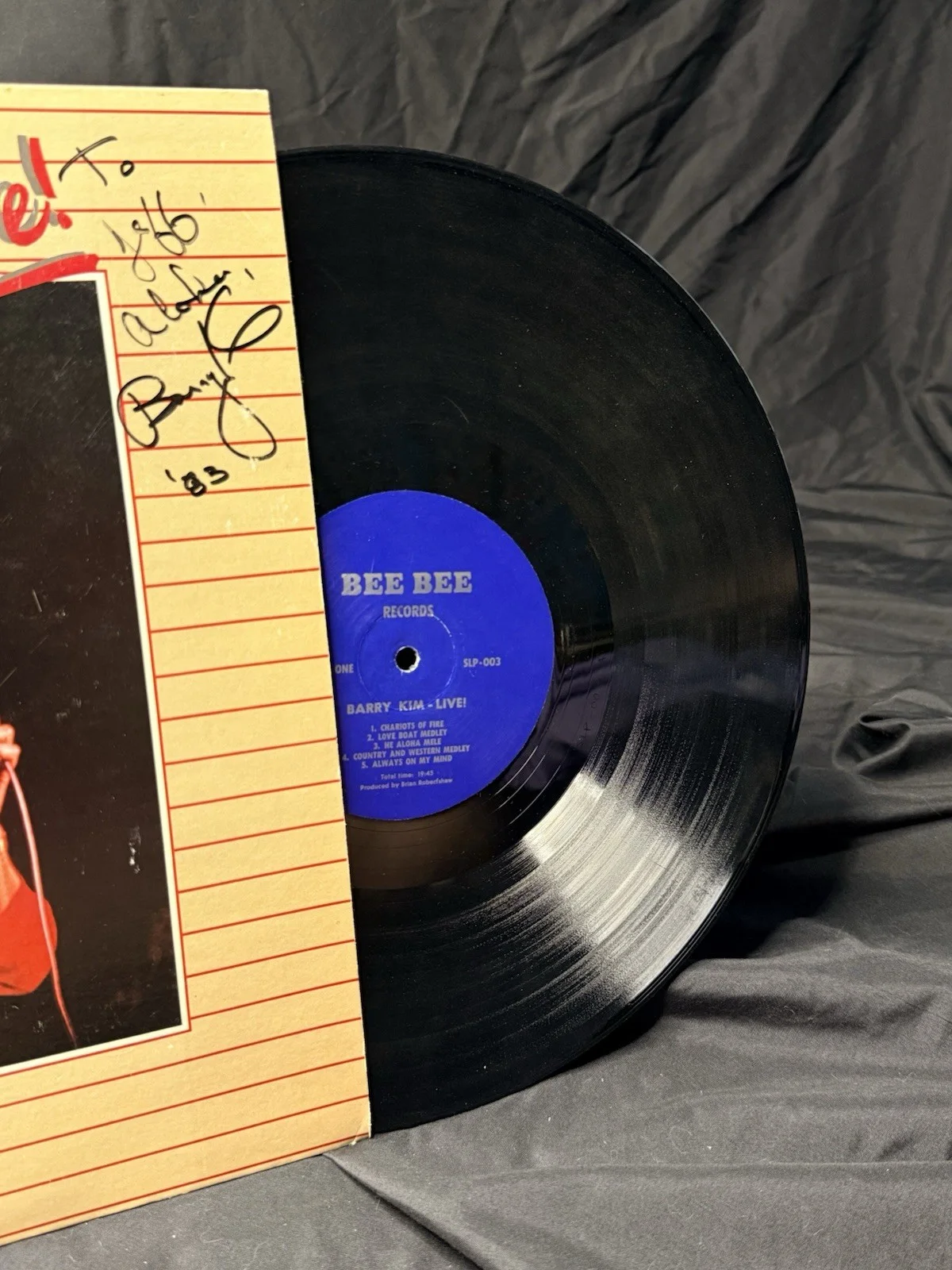 Barry Kim Live! Autographed LP Bee Bee Records 1983 Original Vinyl Record, изображение 2