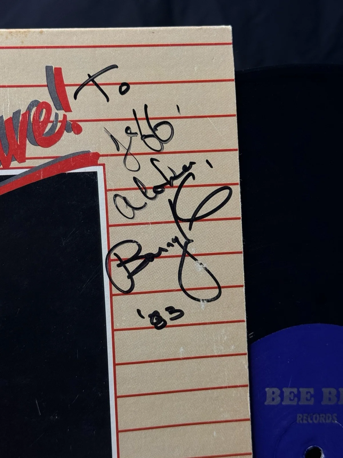 Barry Kim Live! Autographed LP Bee Bee Records 1983 Original Vinyl Record, изображение 4