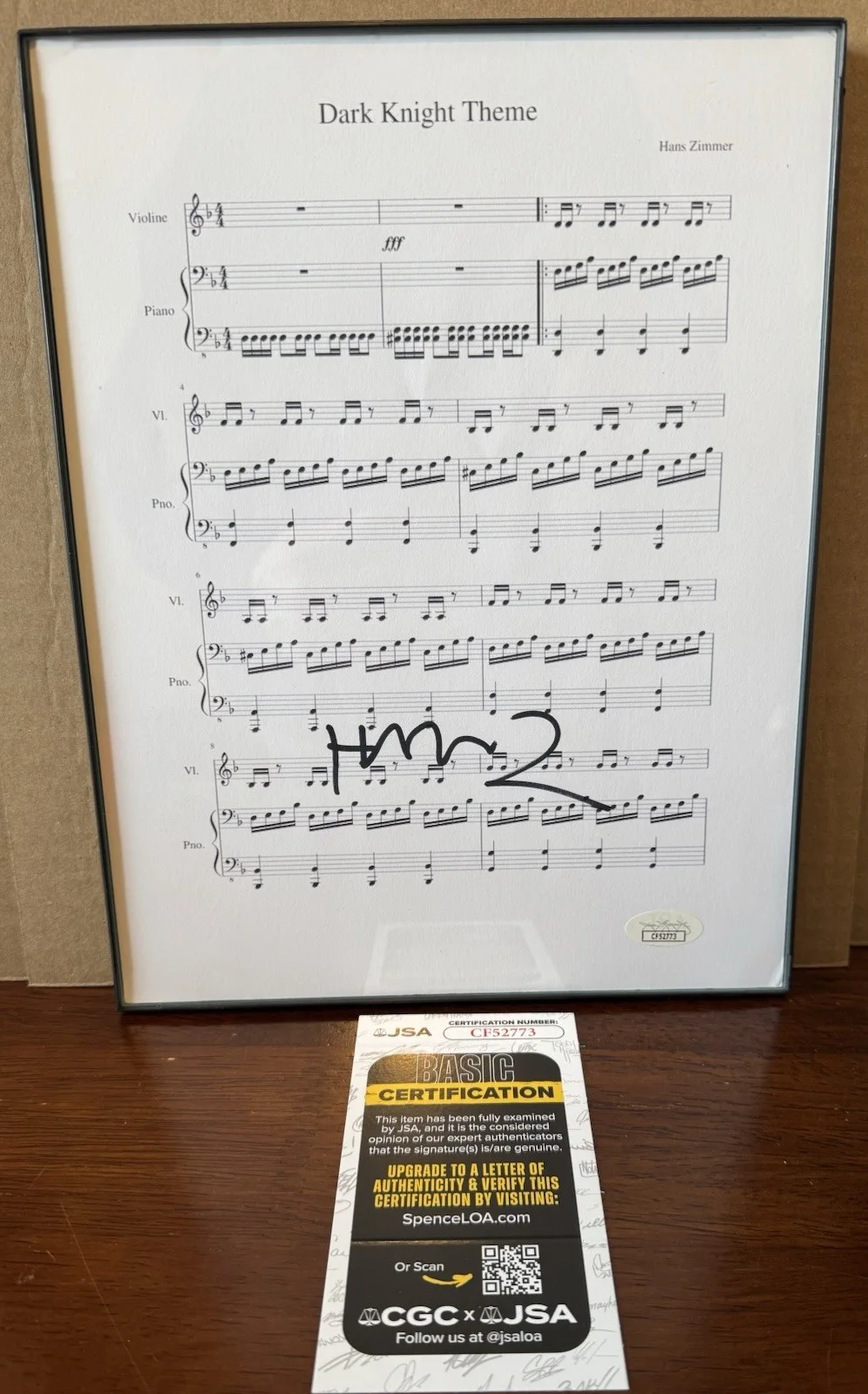 Hans Zimmer — Hans Zimmer Signed Dark Knight Theme Sheet Music Batman Film Score JSA COA, image 2