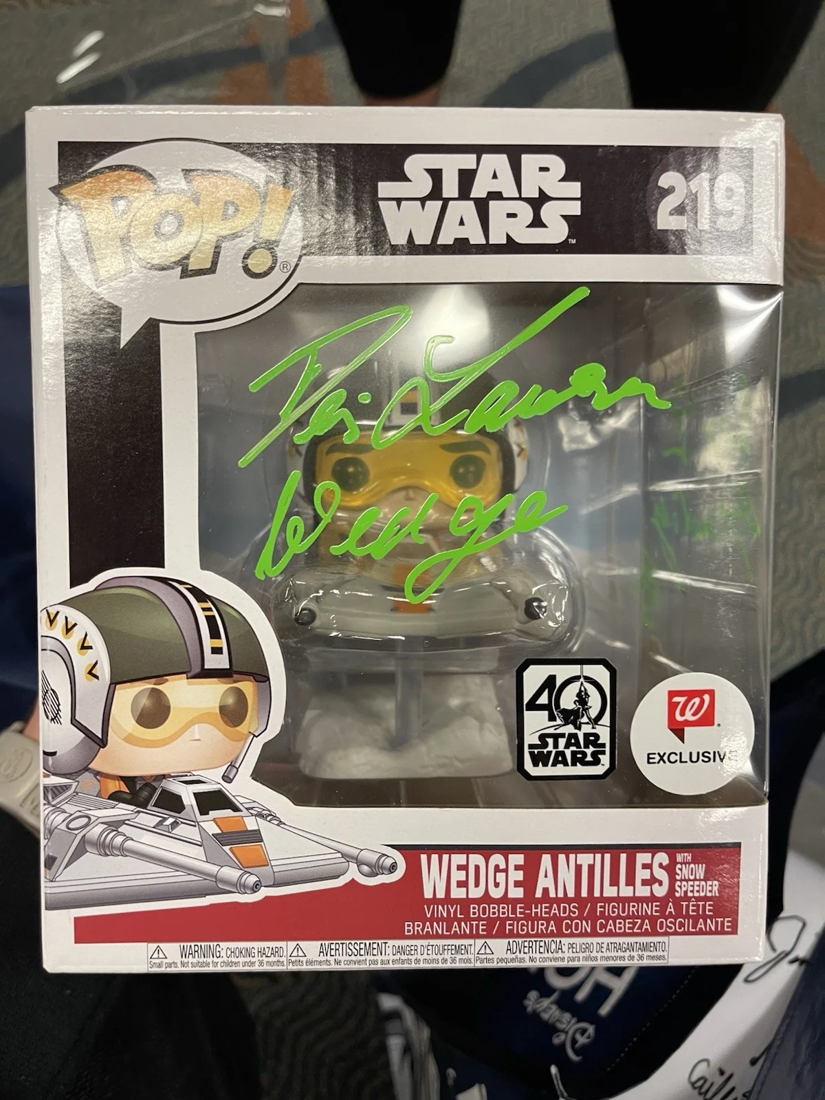 Dennis Lawson — Autographed Star Wars Wedge Antilles Dennis Lawson Funko Pop 219 W/ C.N. & Quote