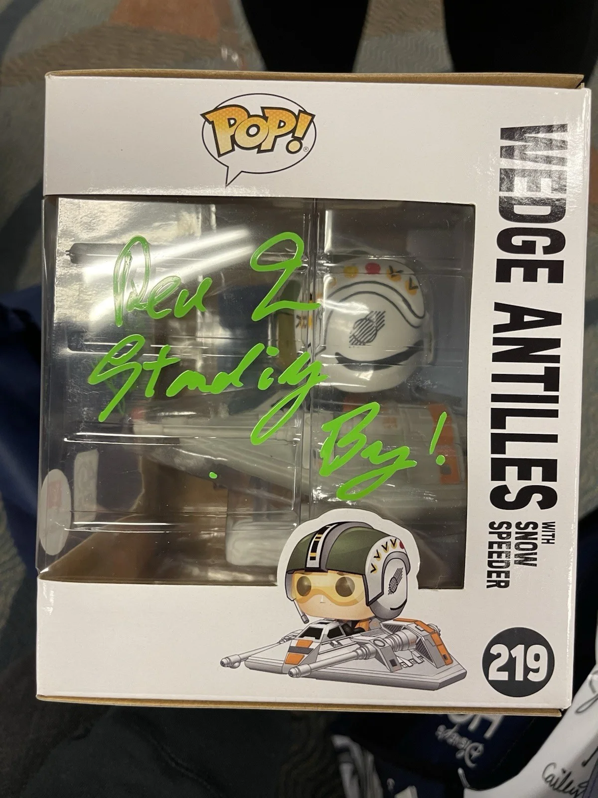 Dennis Lawson — Autographed Star Wars Wedge Antilles Dennis Lawson Funko Pop 219 W/ C.N. & Quote, изображение 2