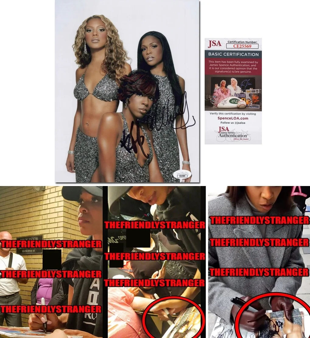 KELLY ROWLAND & MICHELLE WILLIAMS — Kelly Rowland & Michelle Williams signed "DESTINY'S CHILD" 8x10 Photo a JSA COA