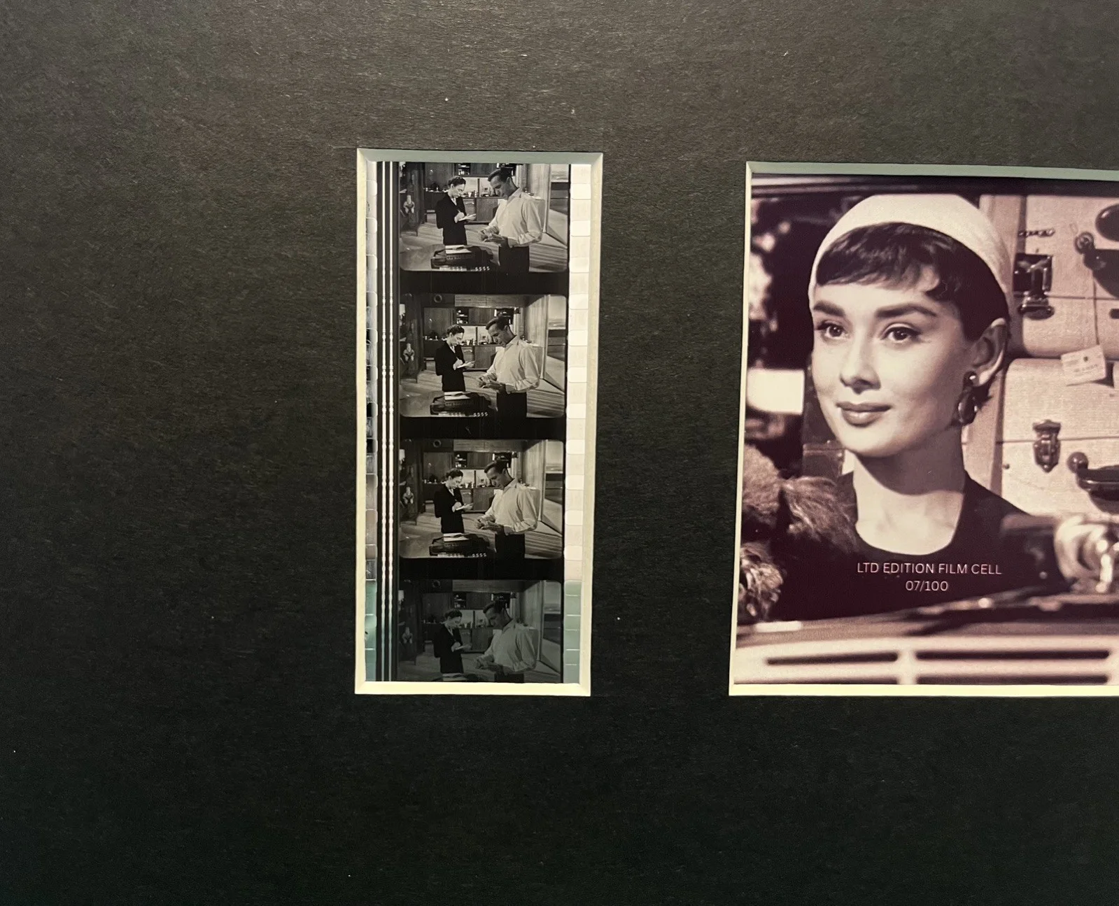SABRINA. Audrey Hepburn and Humphrey Bogart. 35mm Film Cell Mounted Display, изображение 3