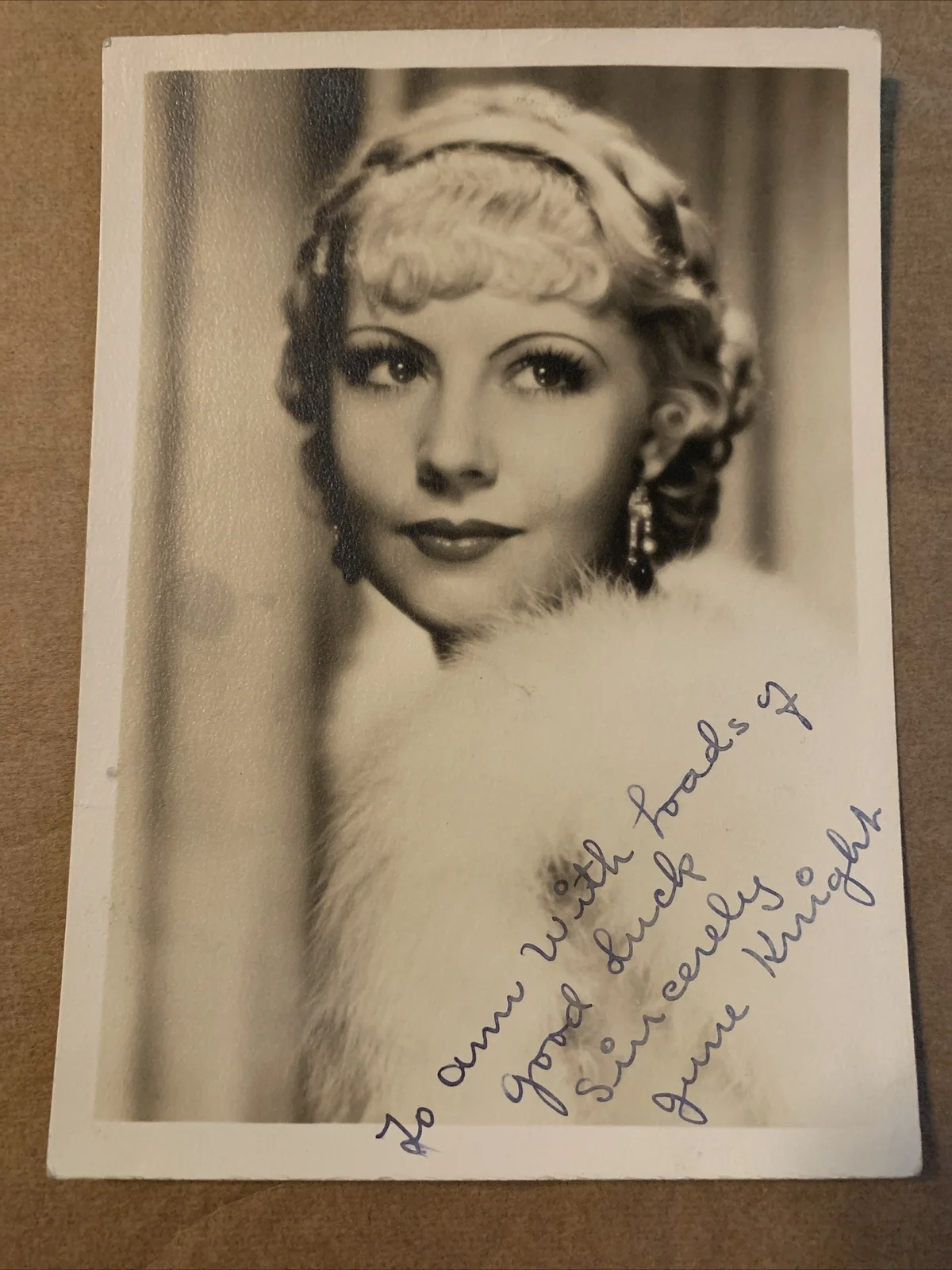 June Knight — Vintage June Knight Signed Personal Autographed Photo 5” X 7” Original 1934
