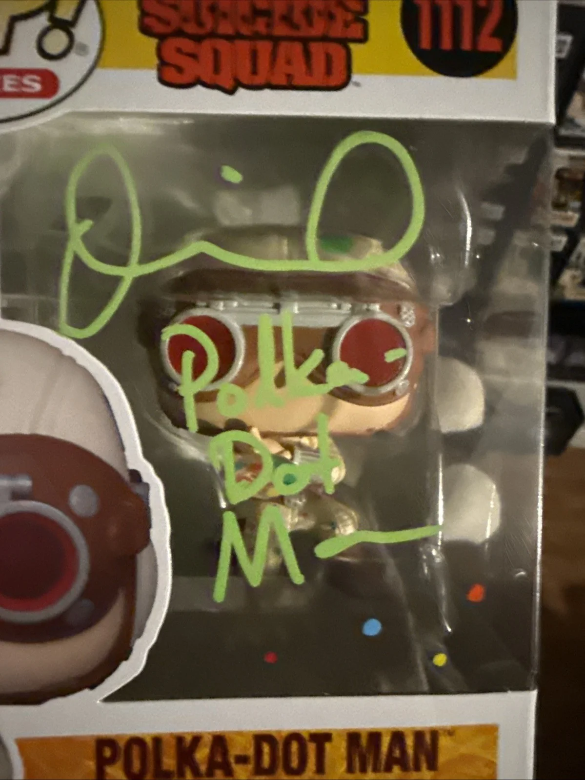 David Dastmalchian — David Dastmalchian Signed Polka - Dot Man Suicide Squad DC Funko W/ C.N. & Dots, изображение 2
